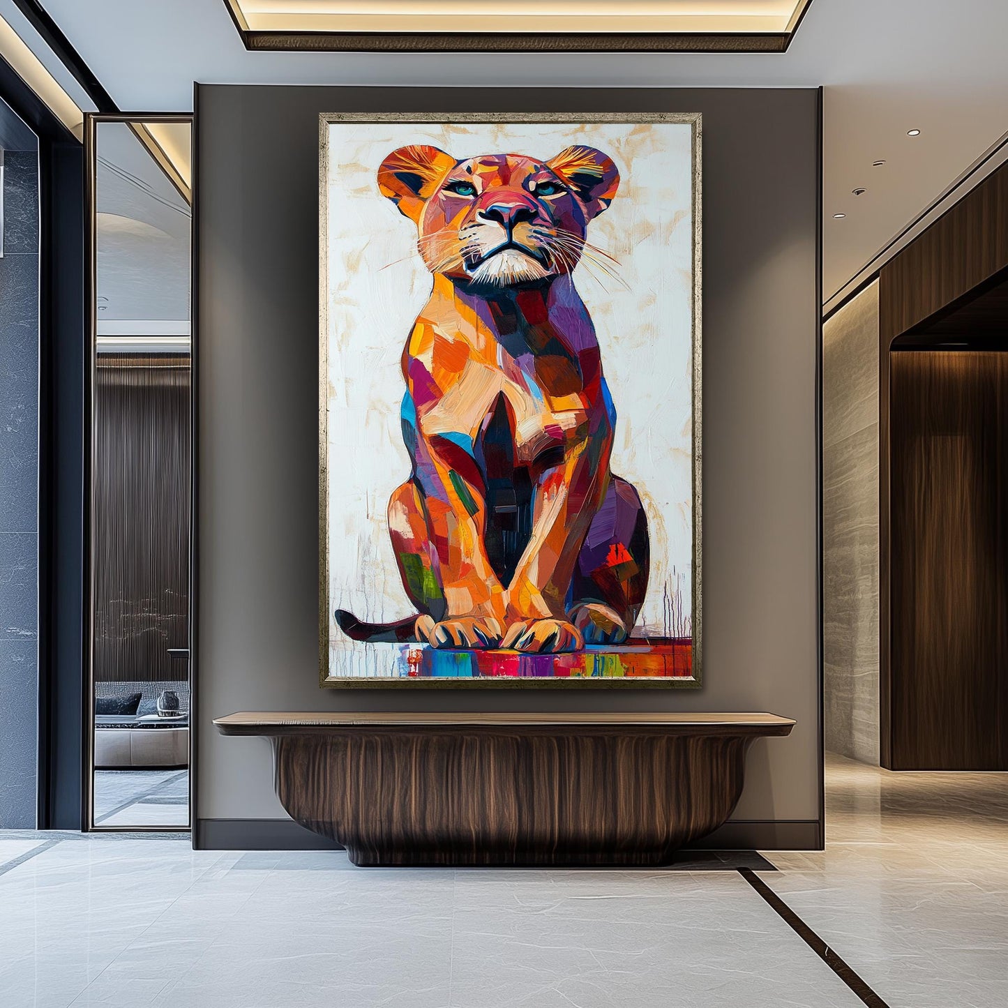 Pop Art Lioness Canvas Print: Abstract Safari Animal Wall Art