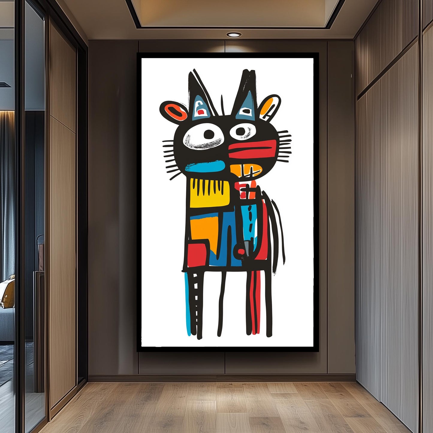 Picasso Basquiat Style Animal Art Print: Colorful Modern Decor