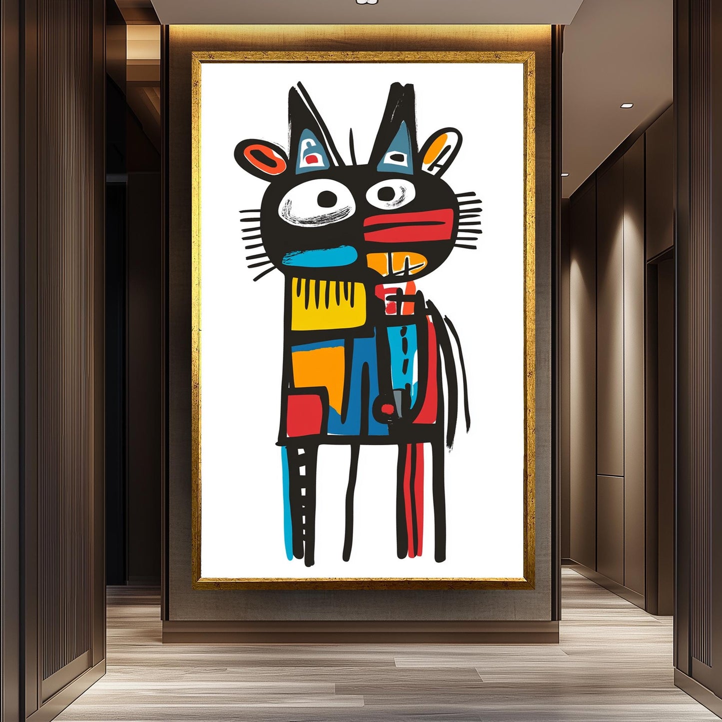 Picasso Basquiat Style Animal Art Print: Colorful Modern Decor