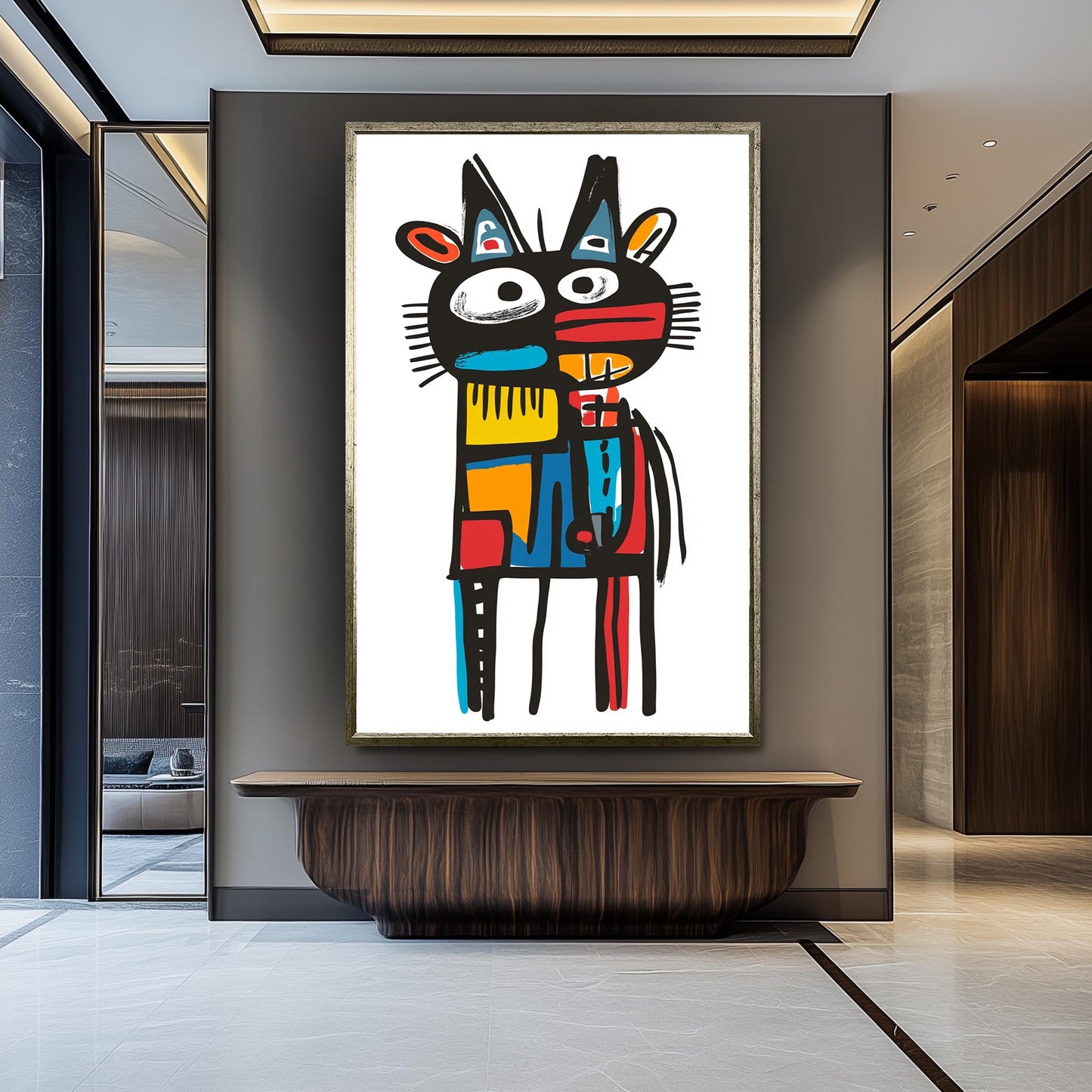 Picasso Basquiat Style Animal Art Print: Colorful Modern Decor