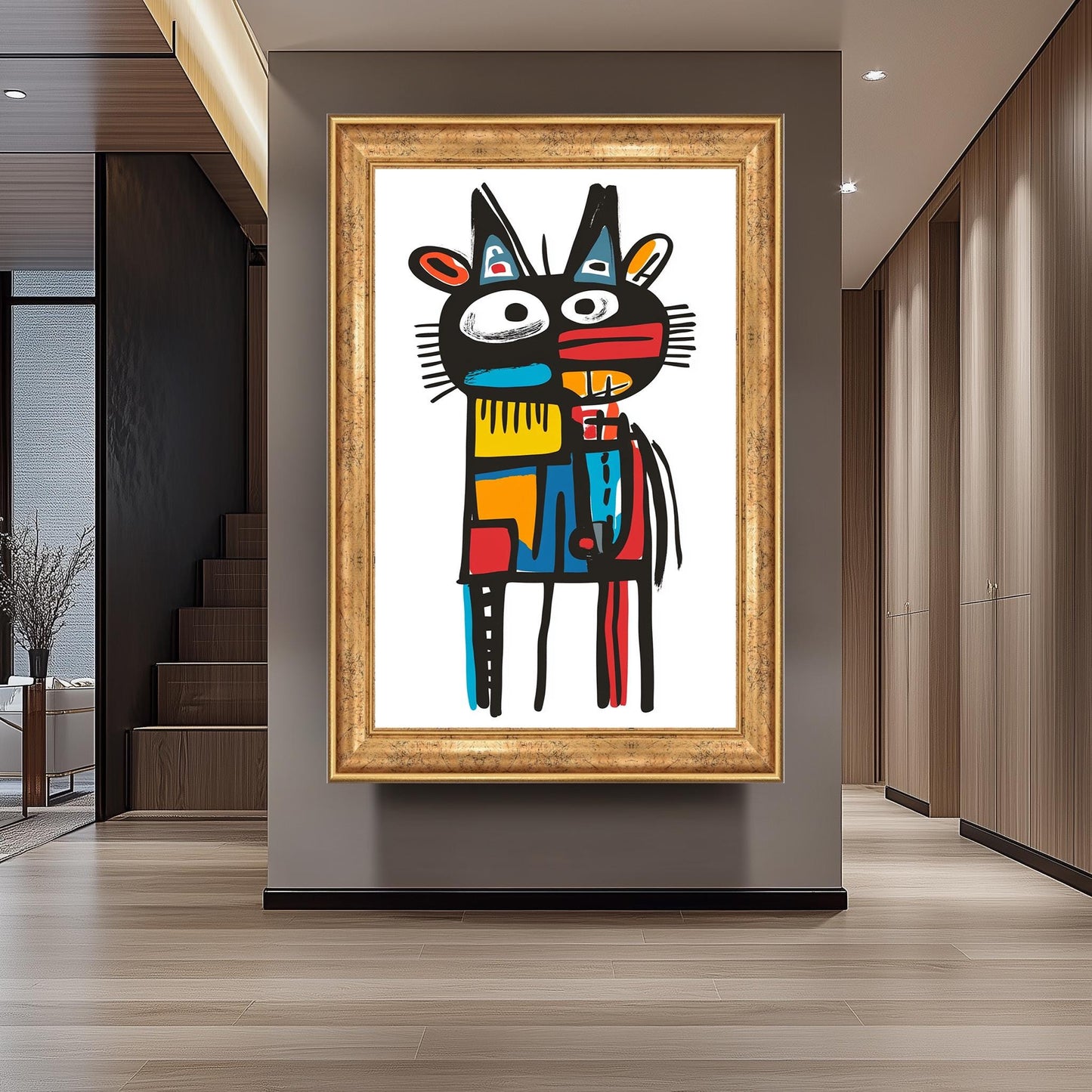 Picasso Basquiat Style Animal Art Print: Colorful Modern Decor