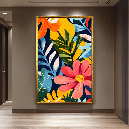 Tropical Floral Canvas Art: Retro Henri Style, Boho Decor