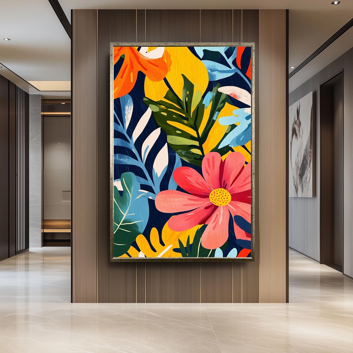 Tropical Floral Canvas Art: Retro Henri Style, Boho Decor