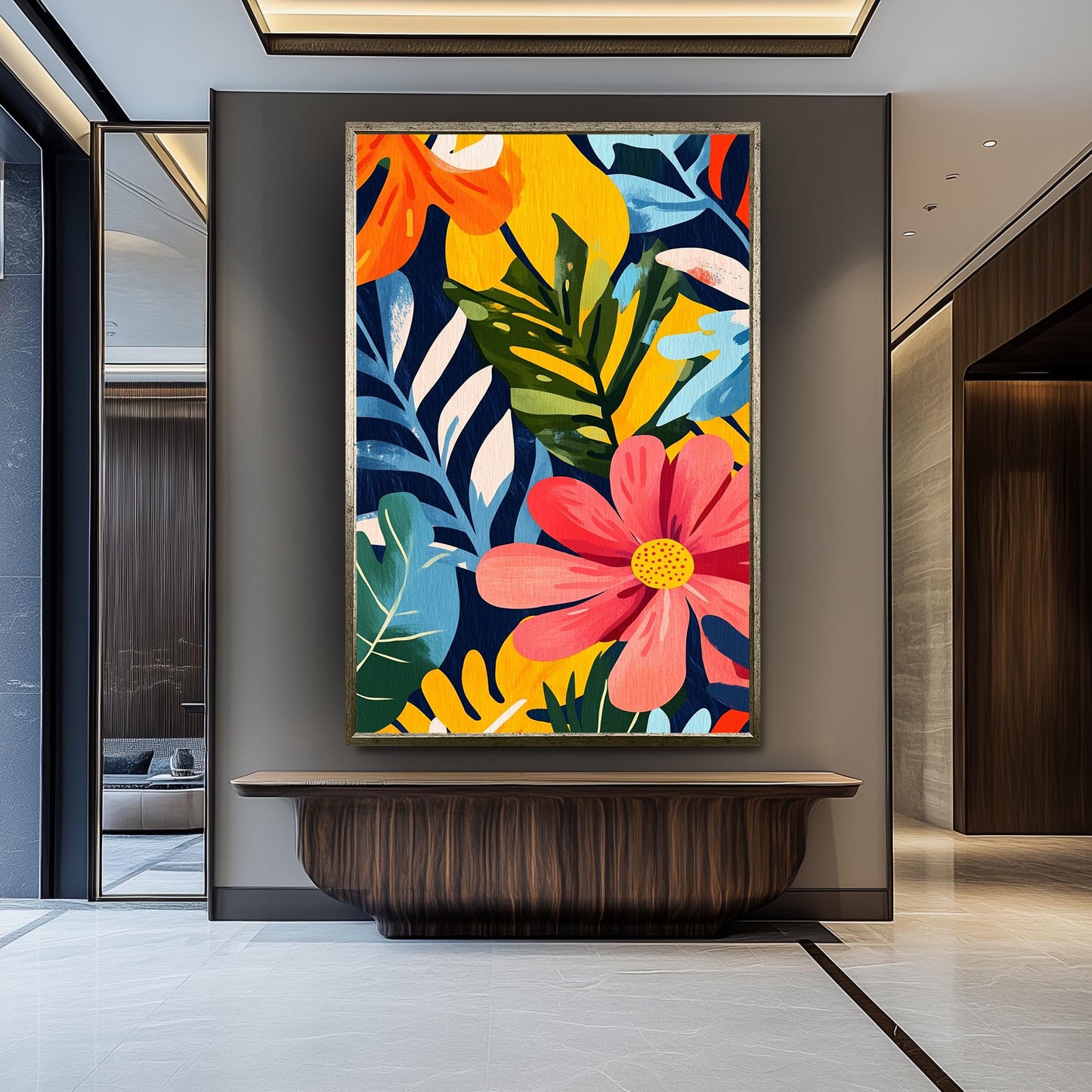 Tropical Floral Canvas Art: Retro Henri Style, Boho Decor
