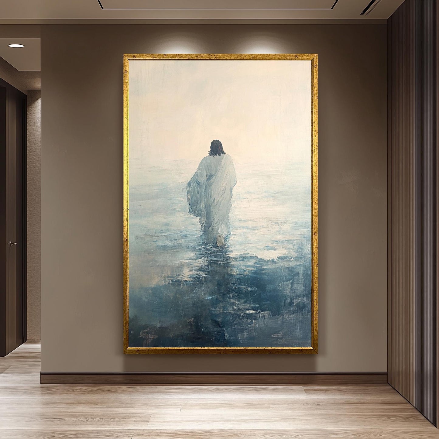 Jesus Walking on Water Print: Abstract Impressionist Christian Wall Art