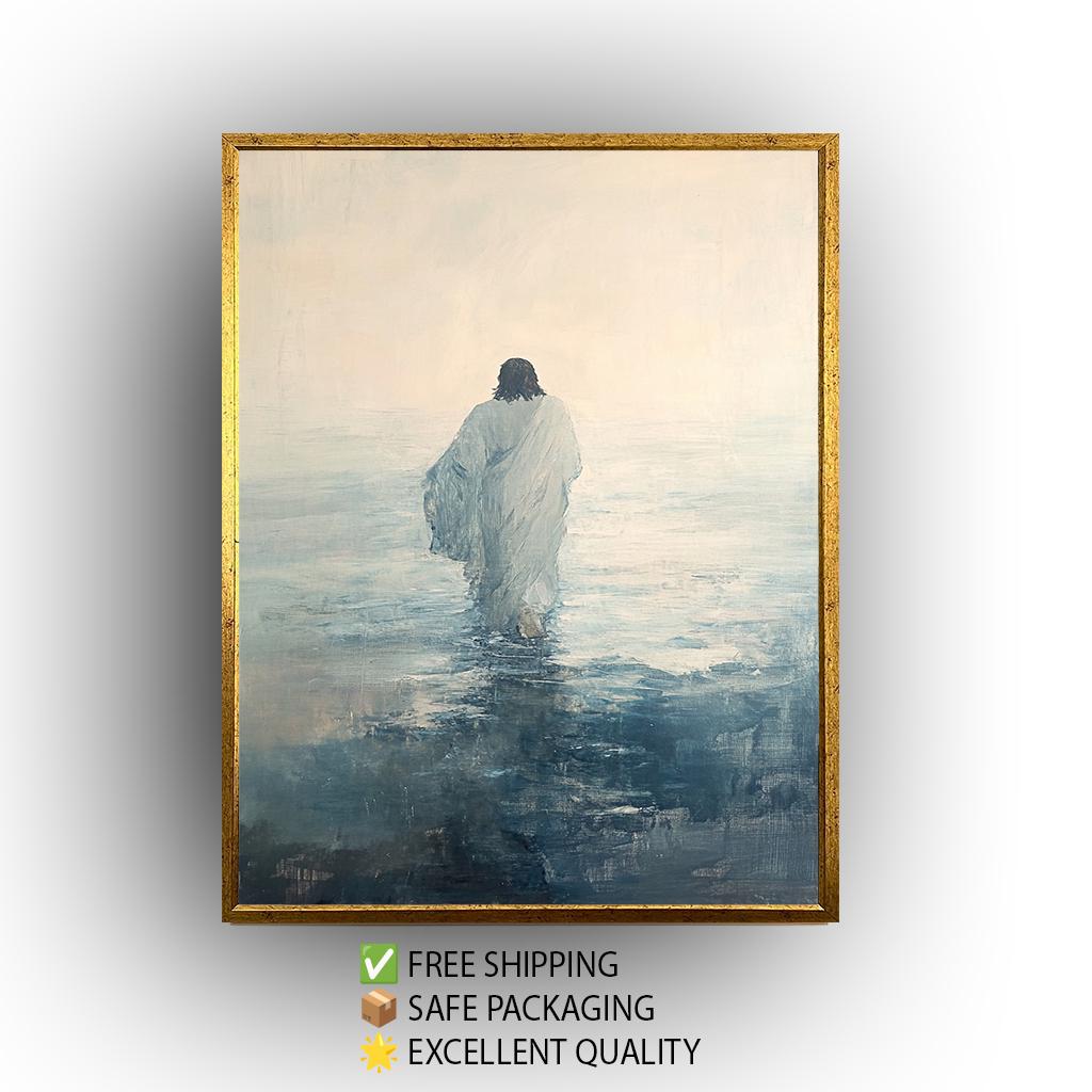Jesus Walking on Water Print: Abstract Impressionist Christian Wall Art