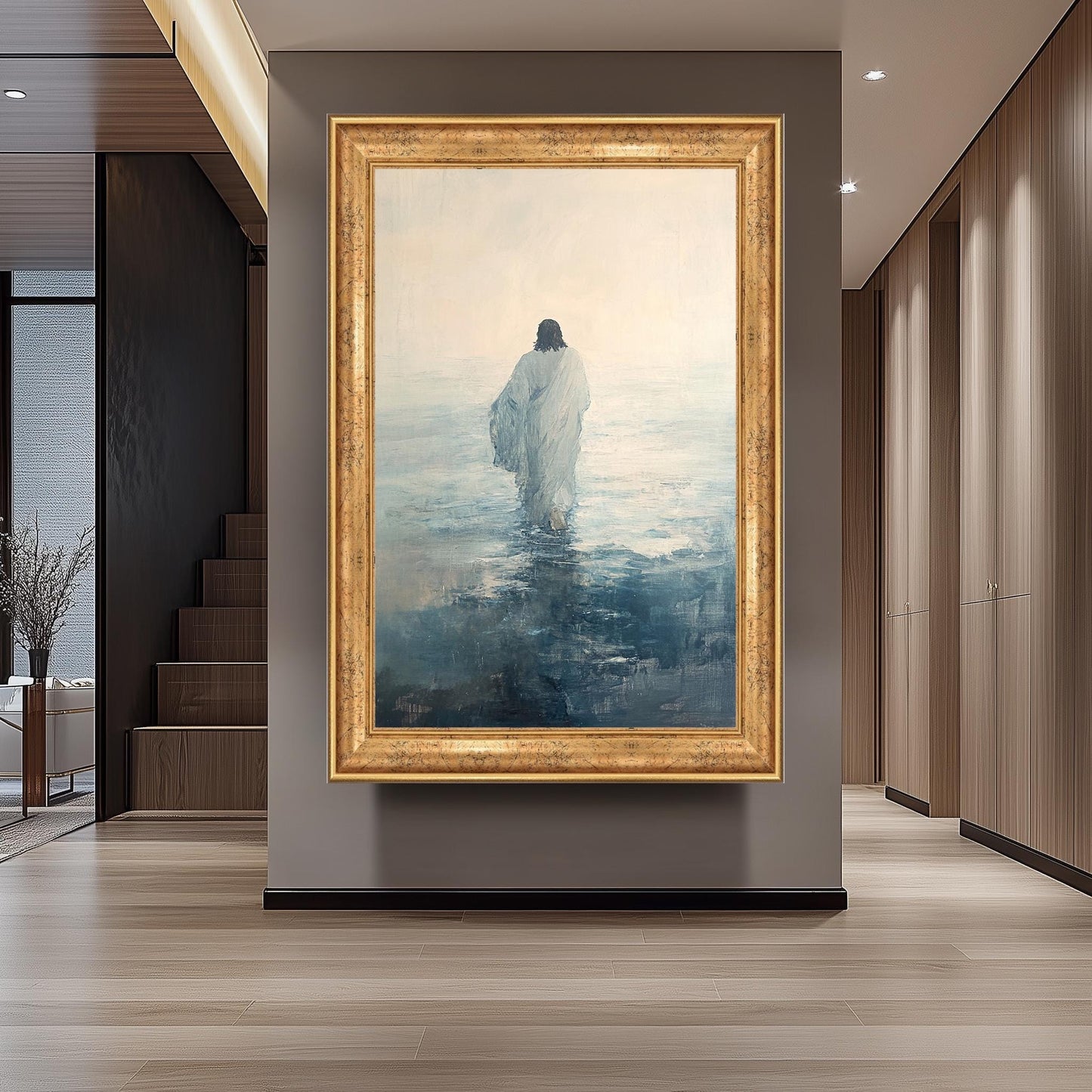 Jesus Walking on Water Print: Abstract Impressionist Christian Wall Art
