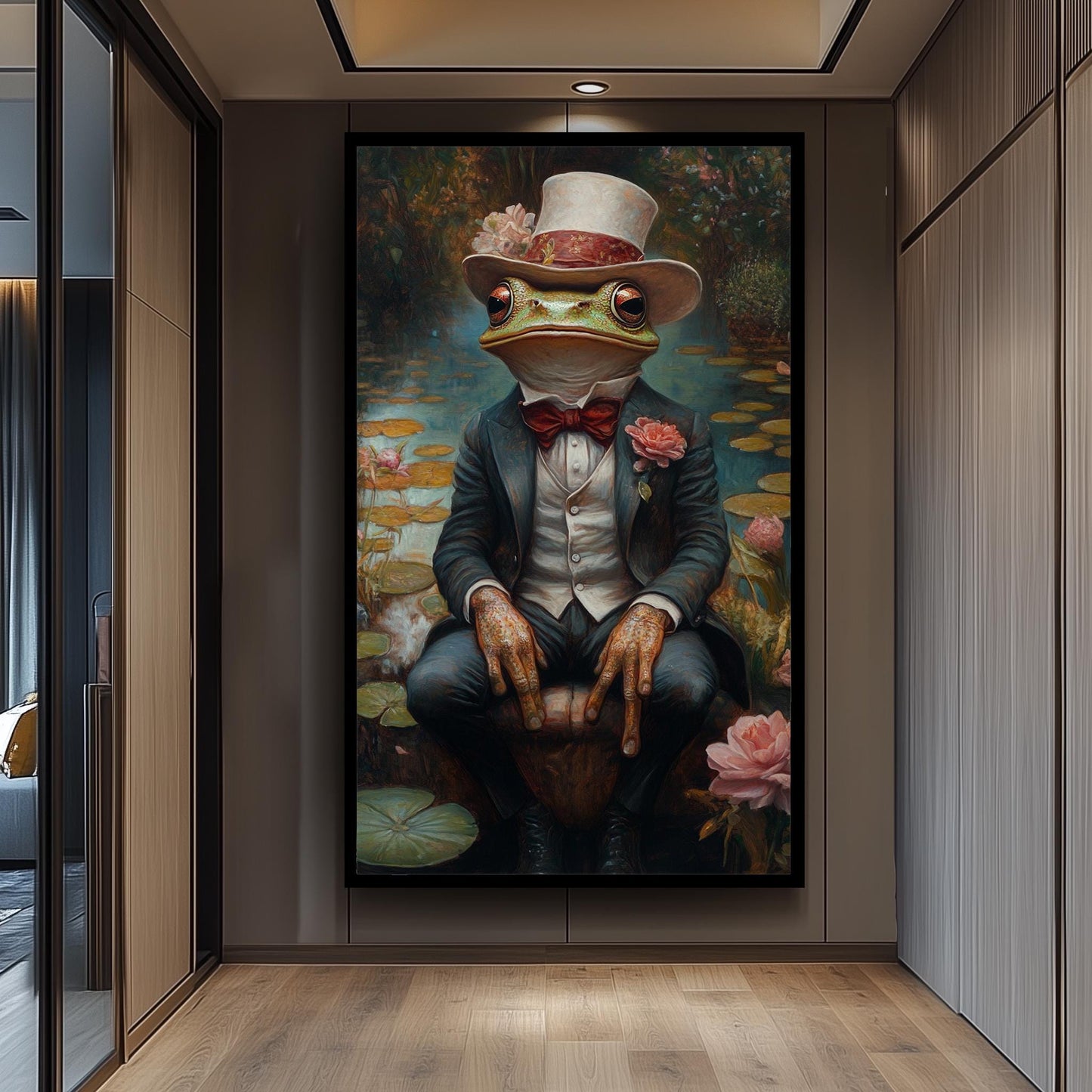 Frog Gentleman Art Print: Whimsical Vintage Animal Portrait