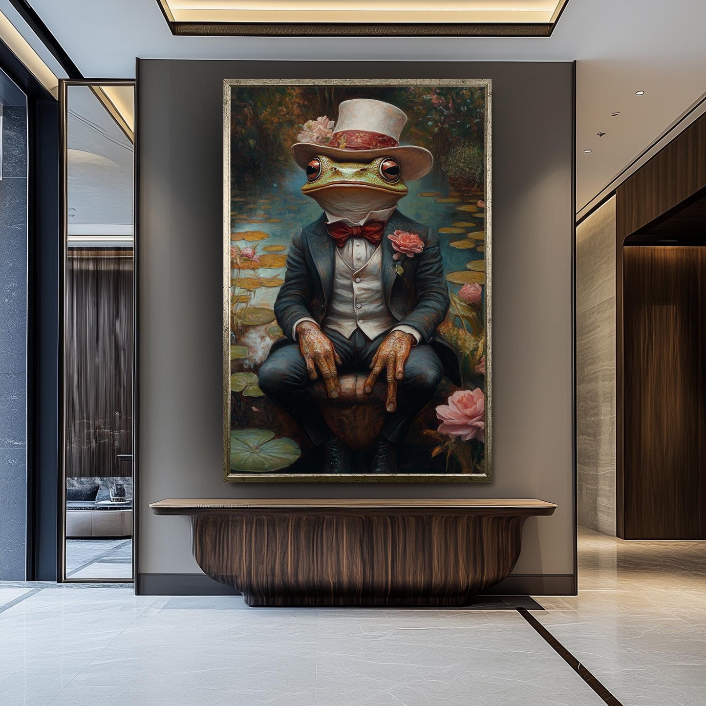 Frog Gentleman Art Print: Whimsical Vintage Animal Portrait
