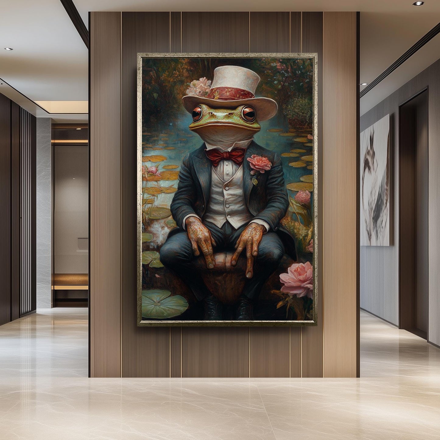 Frog Gentleman Art Print: Whimsical Vintage Animal Portrait