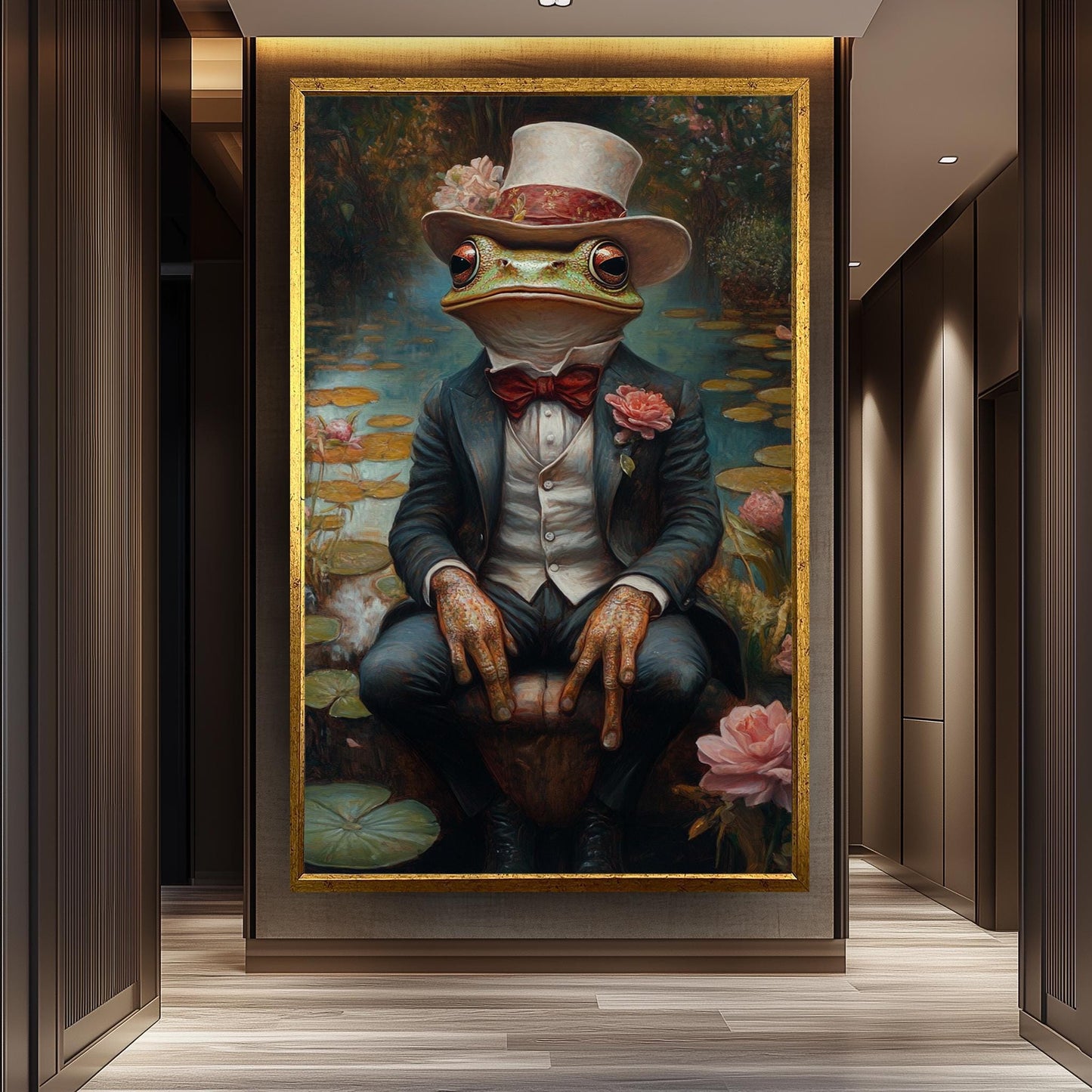 Frog Gentleman Art Print: Whimsical Vintage Animal Portrait