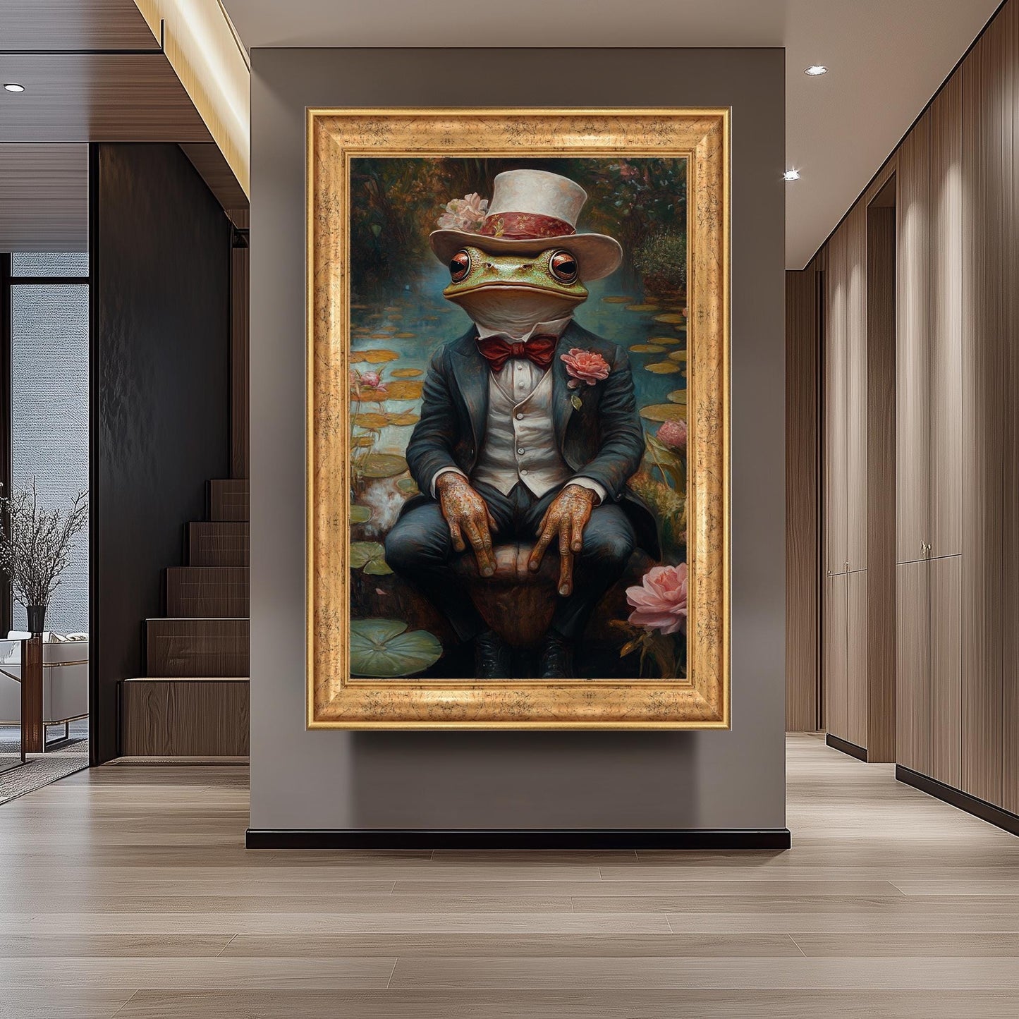 Frog Gentleman Art Print: Whimsical Vintage Animal Portrait