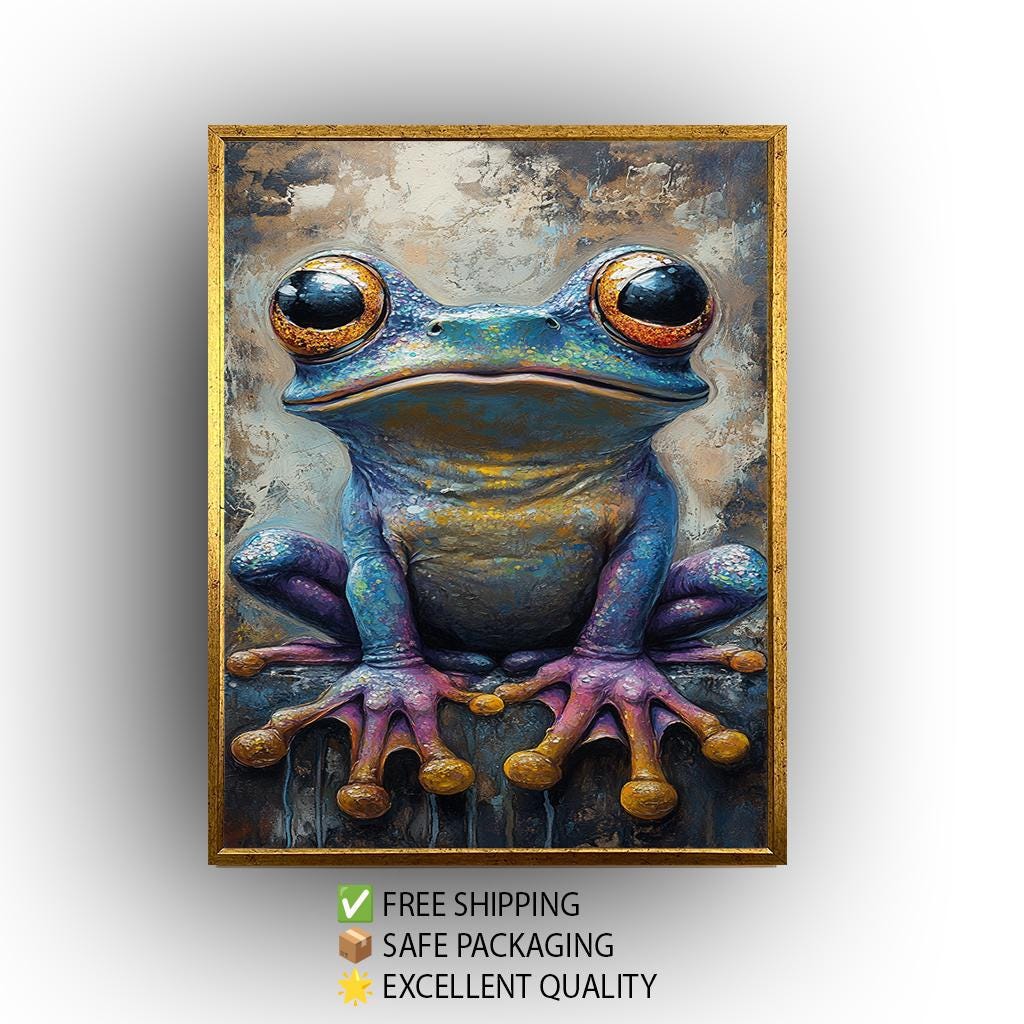 Surreal Frog Art Print: Colorful Fantasy Amphibian Wall Decor