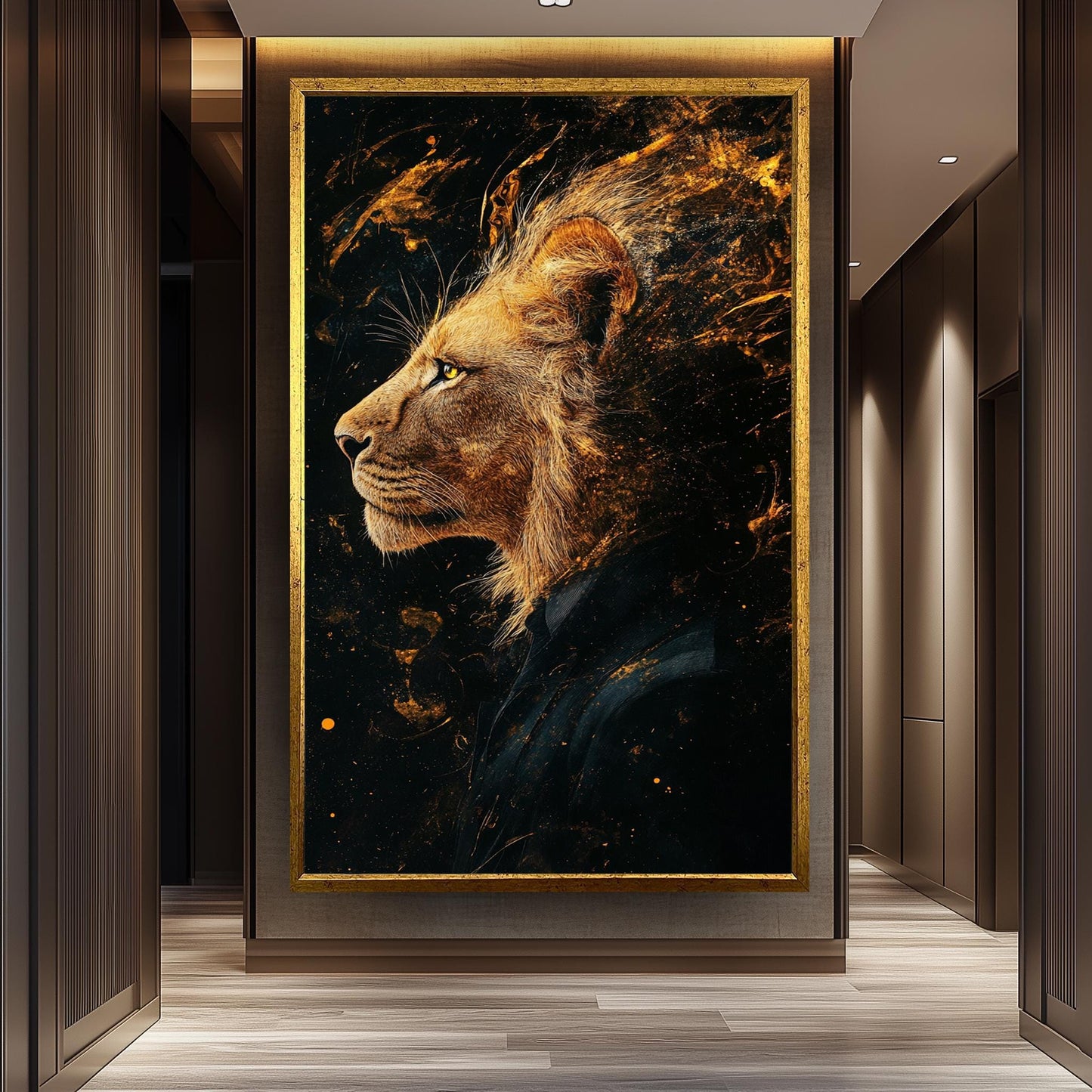 Surreal Lion Portrait Canvas Print: Abstract Splatter Style, Modern Wildlife Art