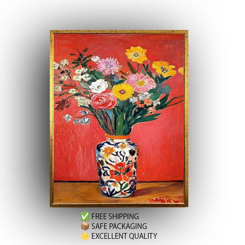 Matisse Style Floral Print: Wildflower Still Life Painting