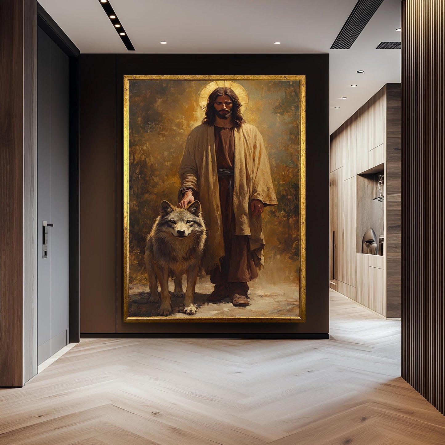 Jesus and Wolf Canvas Print: Sacred Christian Art