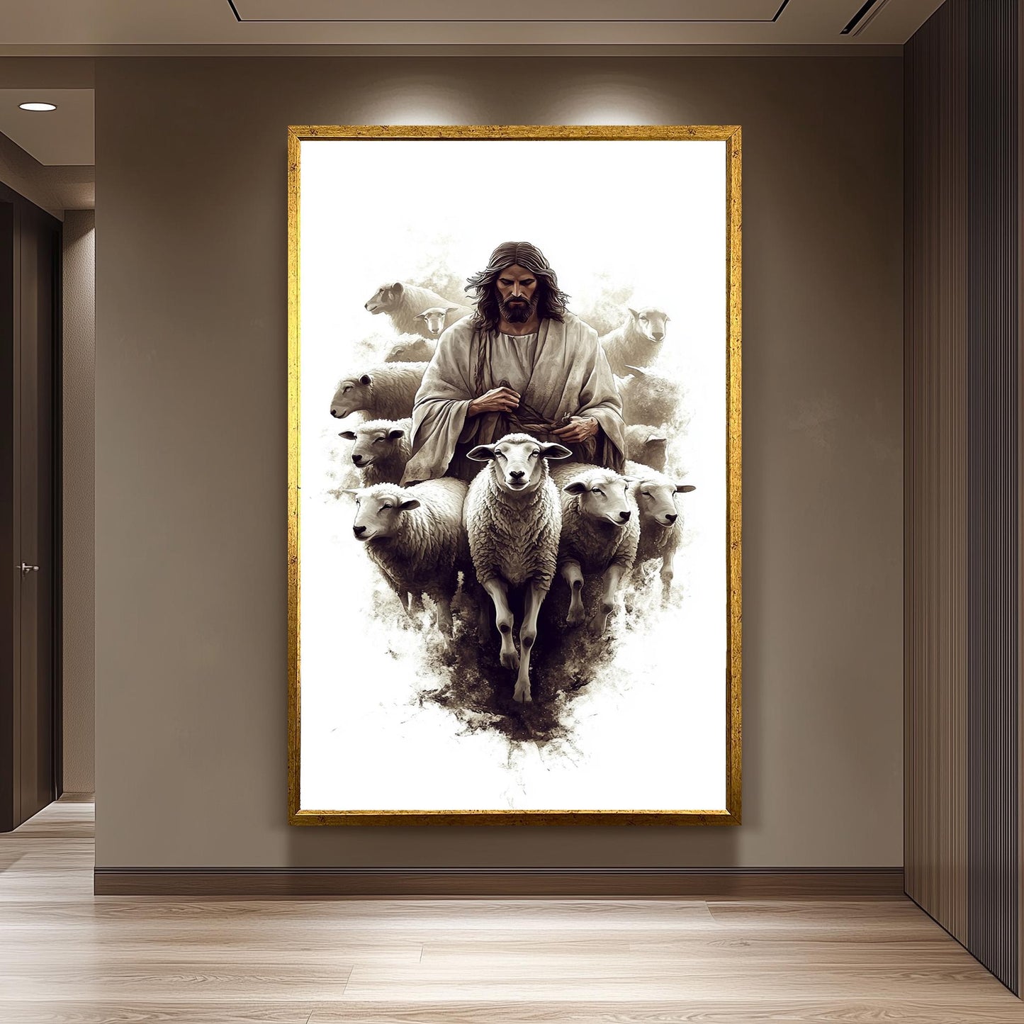 Jesus Christ Good Shepherd Art Print: Modern Christian Illustration