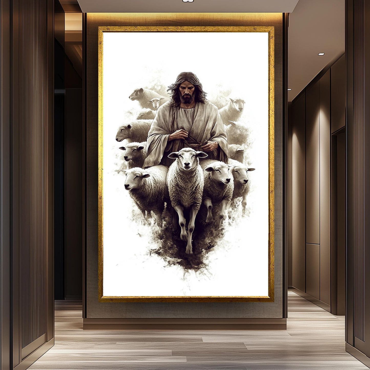 Jesus Christ Good Shepherd Art Print: Modern Christian Illustration