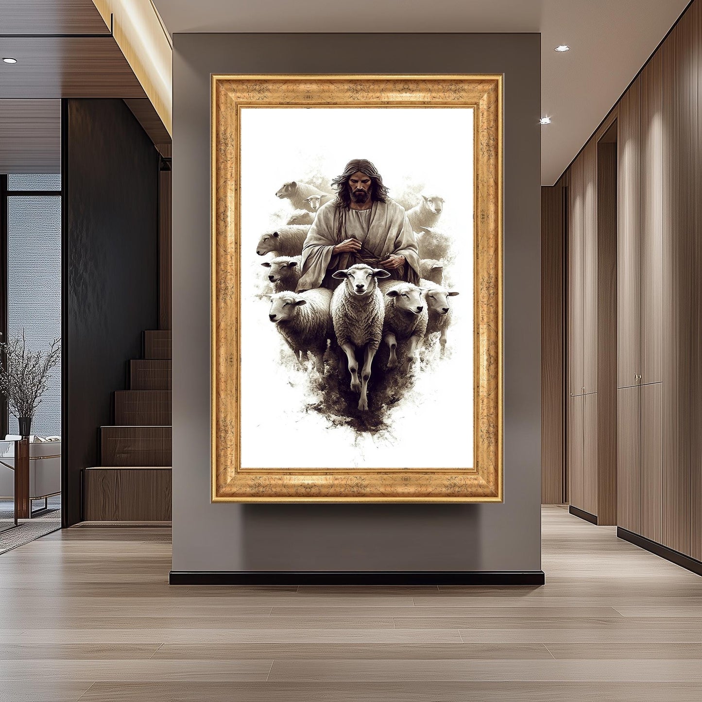 Jesus Christ Good Shepherd Art Print: Modern Christian Illustration