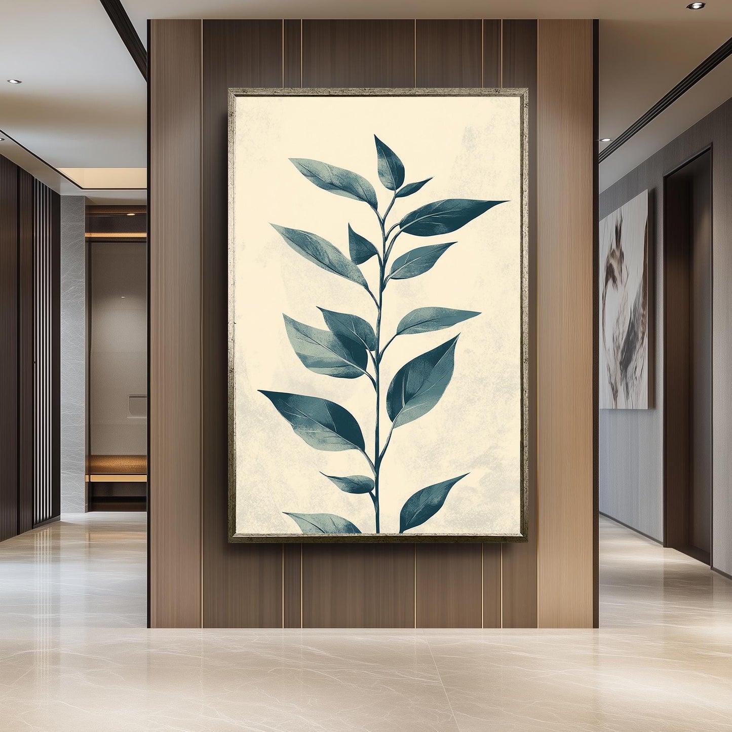 Botanical Leaf Canvas Art: Hand-Drawn Vintage Greenery Print