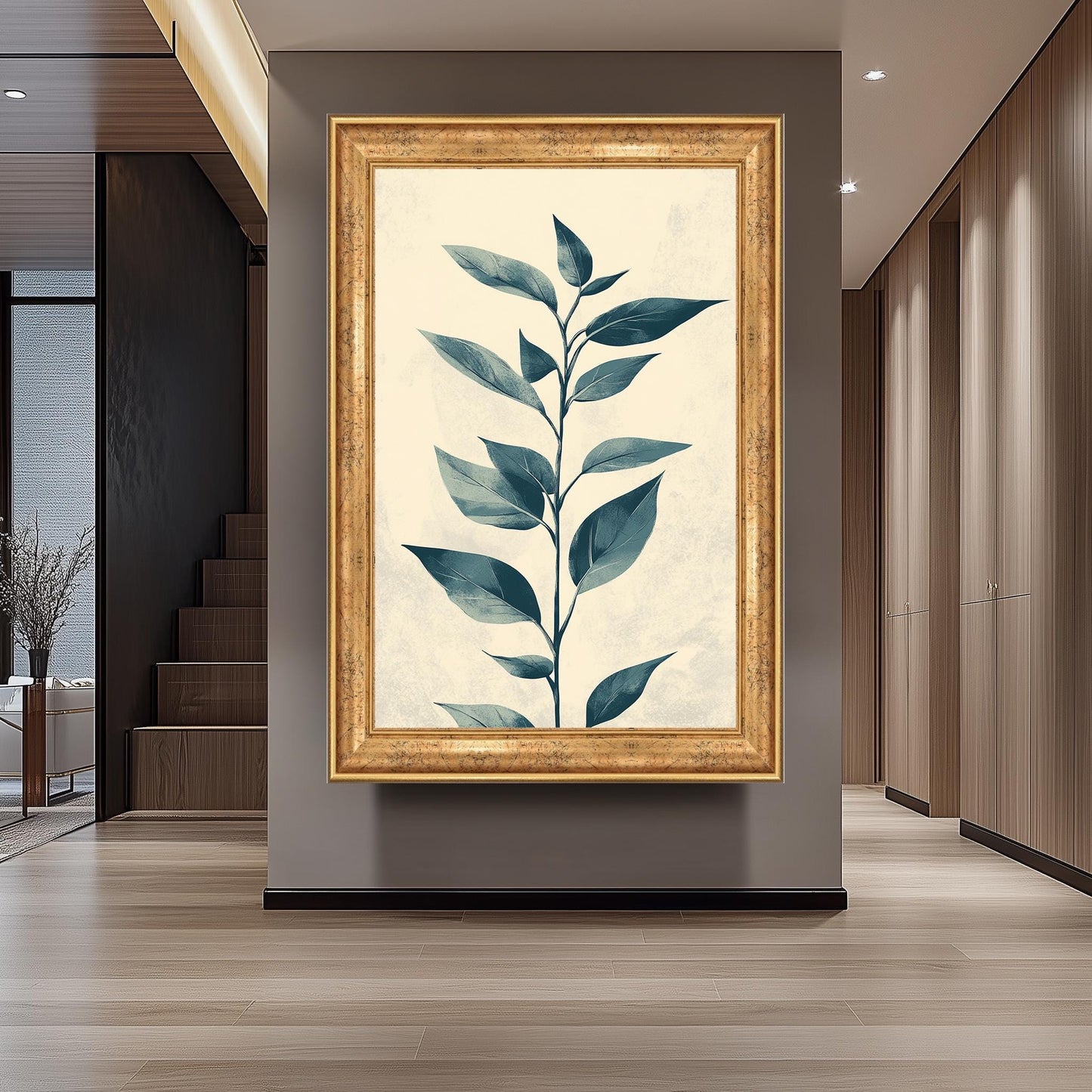 Botanical Leaf Canvas Art: Hand-Drawn Vintage Greenery Print