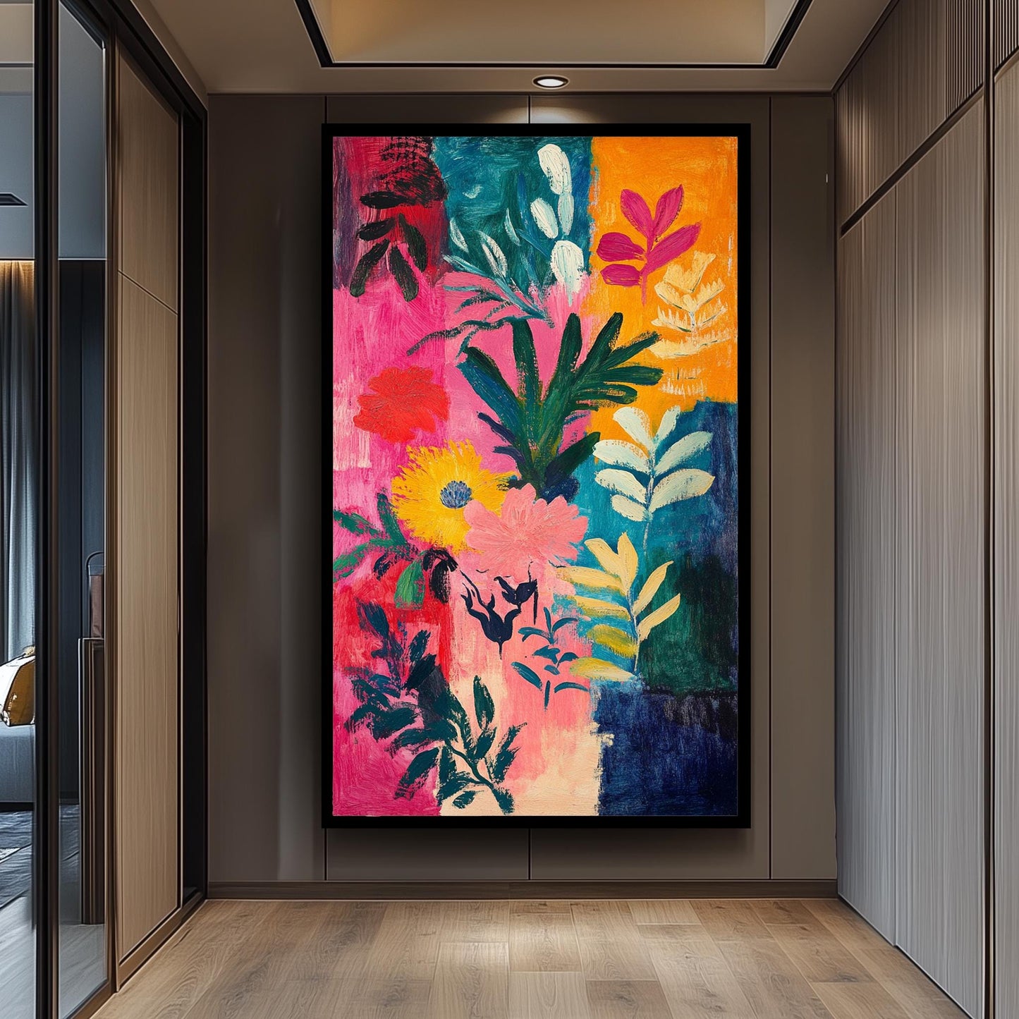 Matisse Style Floral Canvas Art: Colorful Abstract Botanical Painting