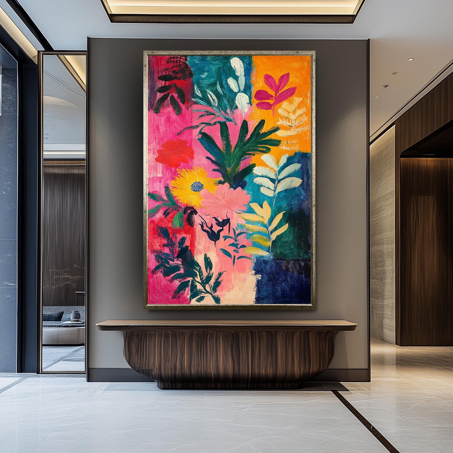 Matisse Style Floral Canvas Art: Colorful Abstract Botanical Painting