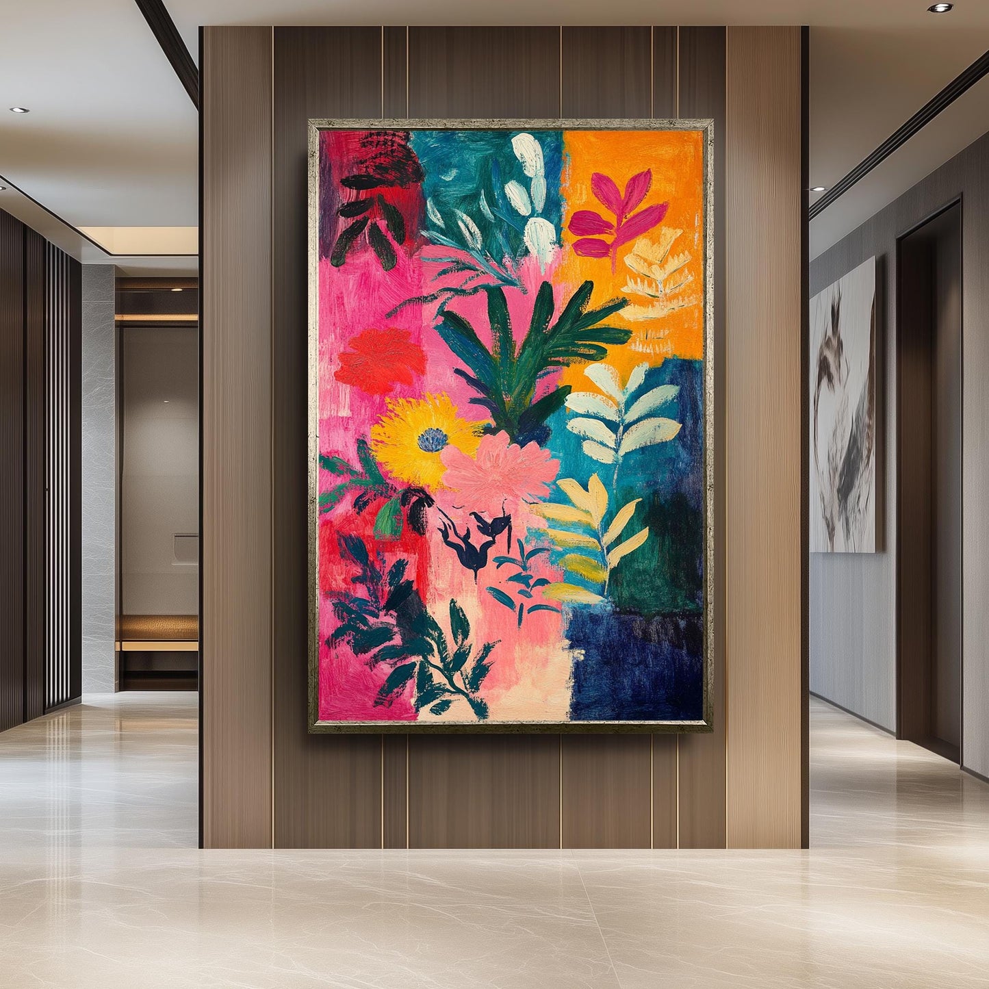 Matisse Style Floral Canvas Art: Colorful Abstract Botanical Painting