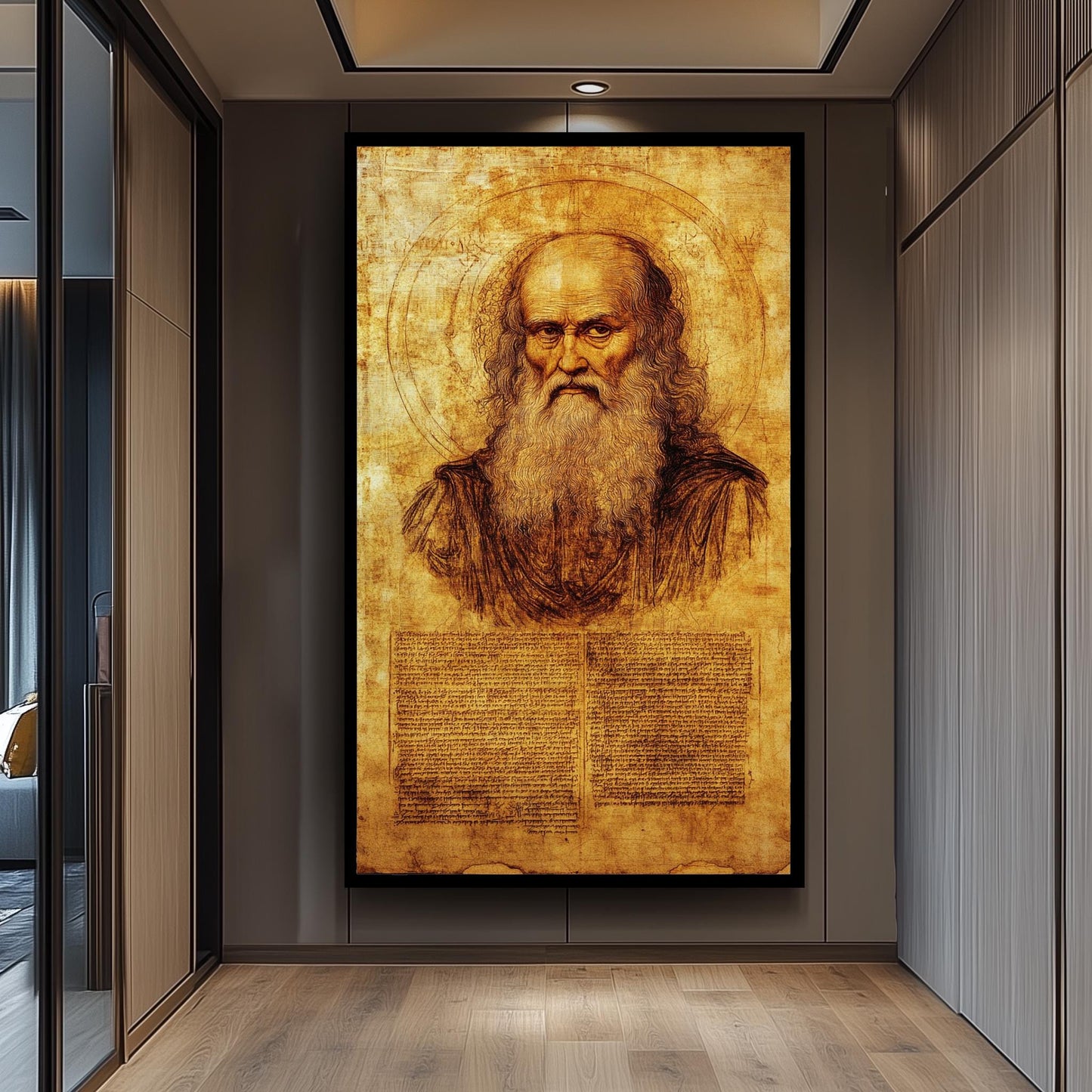 Da Vinci Portrait Art Print: Renaissance Manuscript Design