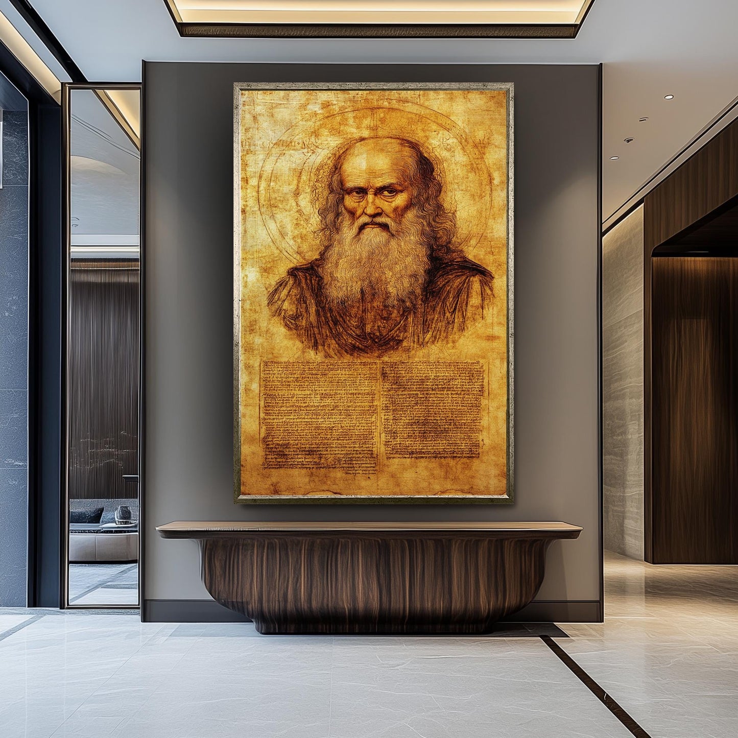 Da Vinci Portrait Art Print: Renaissance Manuscript Design