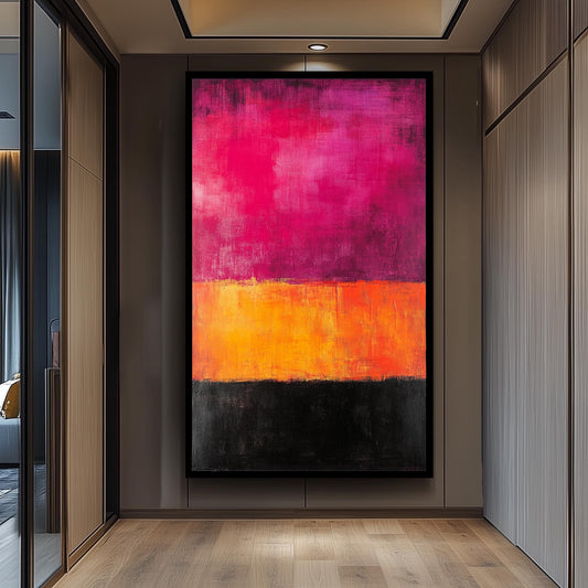 Rothko Style Abstract Canvas Print: Pink, Orange & Black Color Field