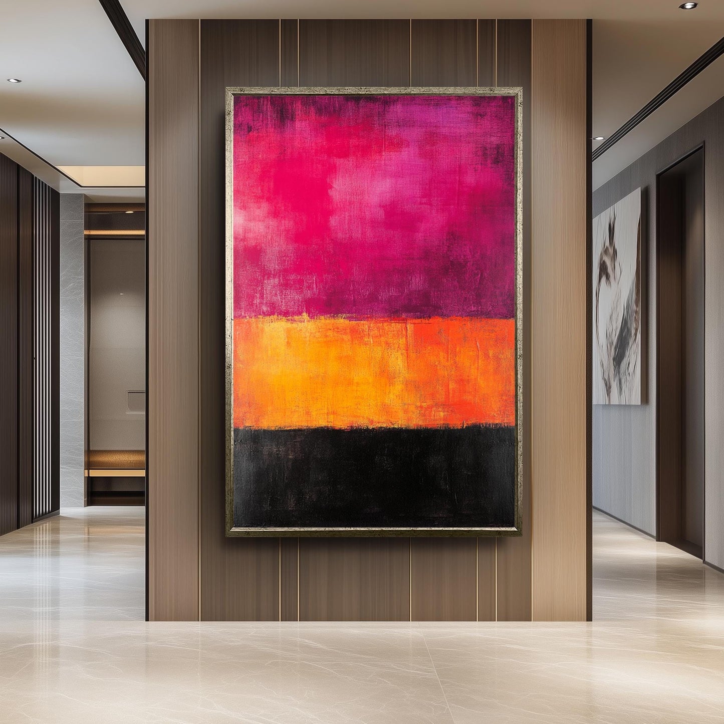 Rothko Style Abstract Canvas Print: Pink, Orange & Black Color Field