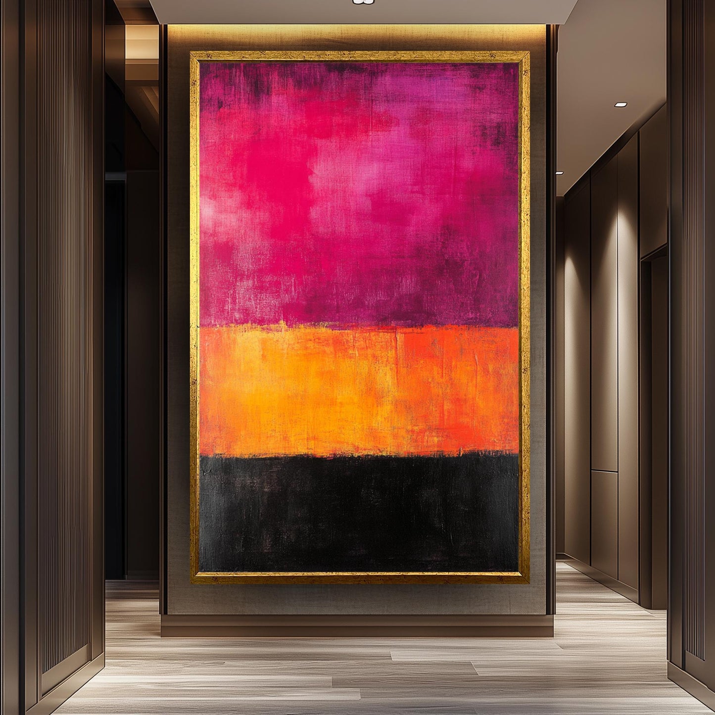 Rothko Style Abstract Canvas Print: Pink, Orange & Black Color Field