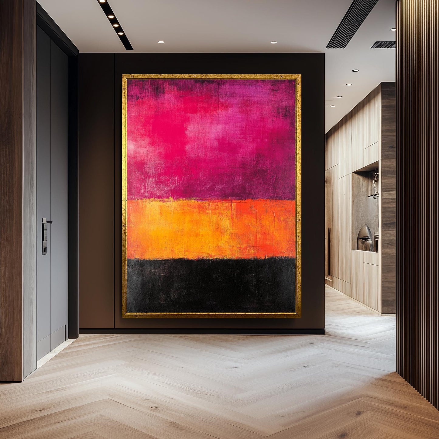 Rothko Style Abstract Canvas Print: Pink, Orange & Black Color Field