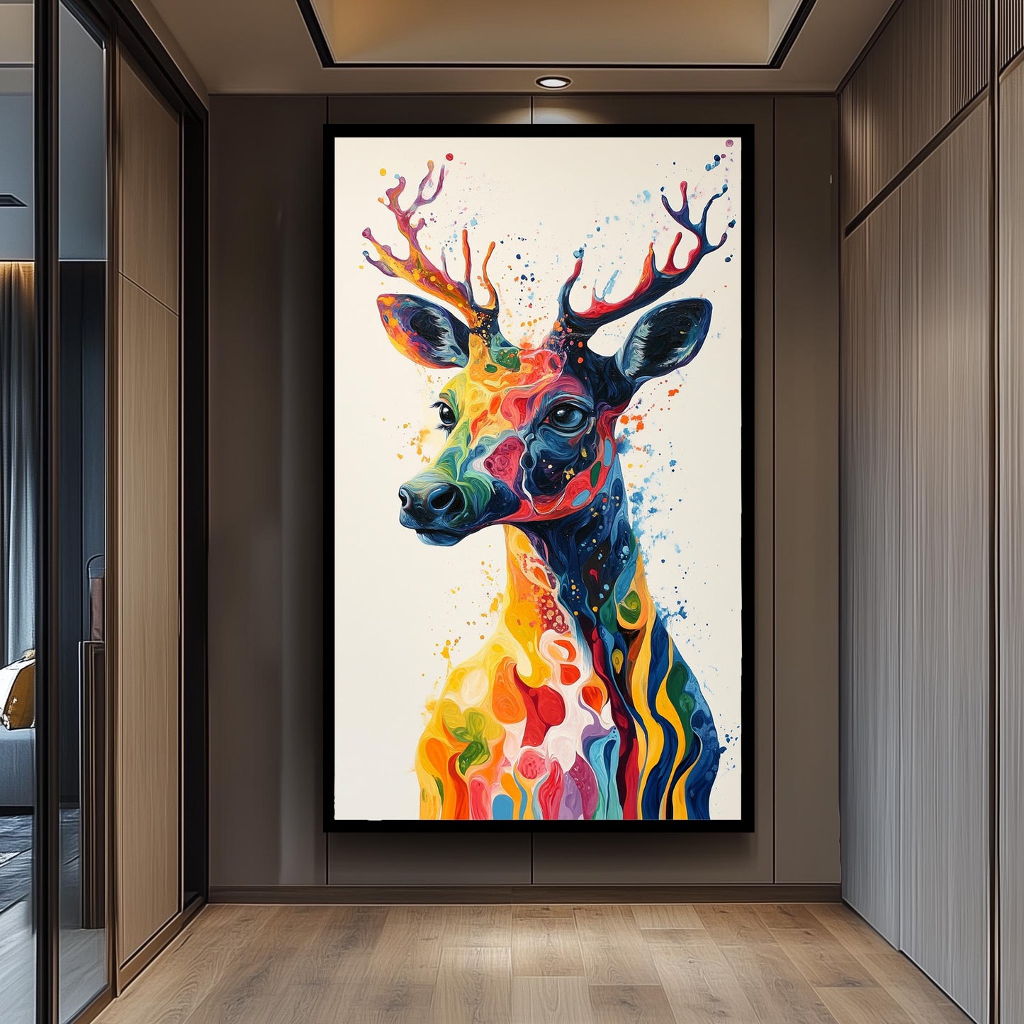 Colorful Surreal Deer Canvas Print: Abstract Wildlife Art