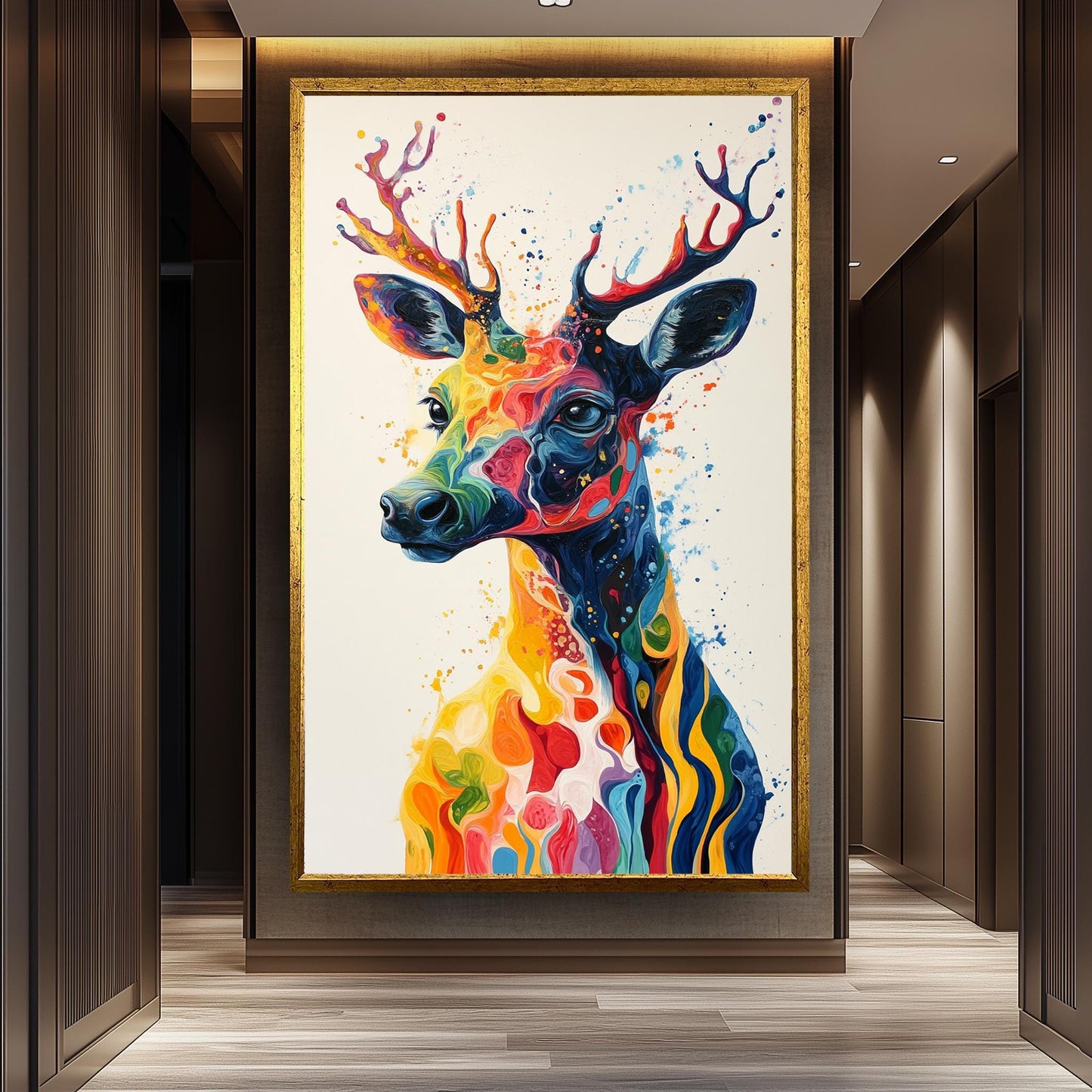 Colorful Surreal Deer Canvas Print: Abstract Wildlife Art