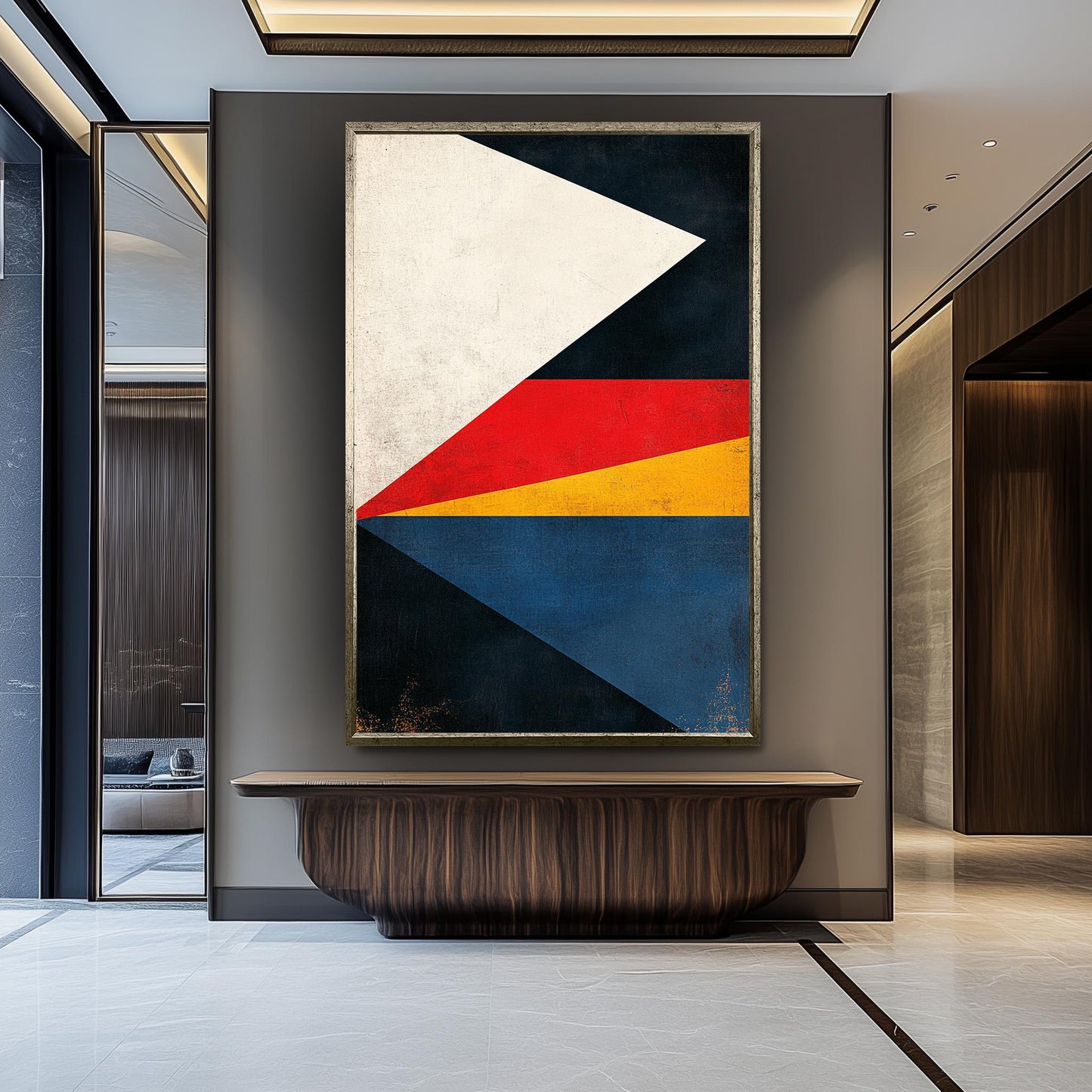 Geometric Abstract Canvas Print: Retro Color Block Wall Art