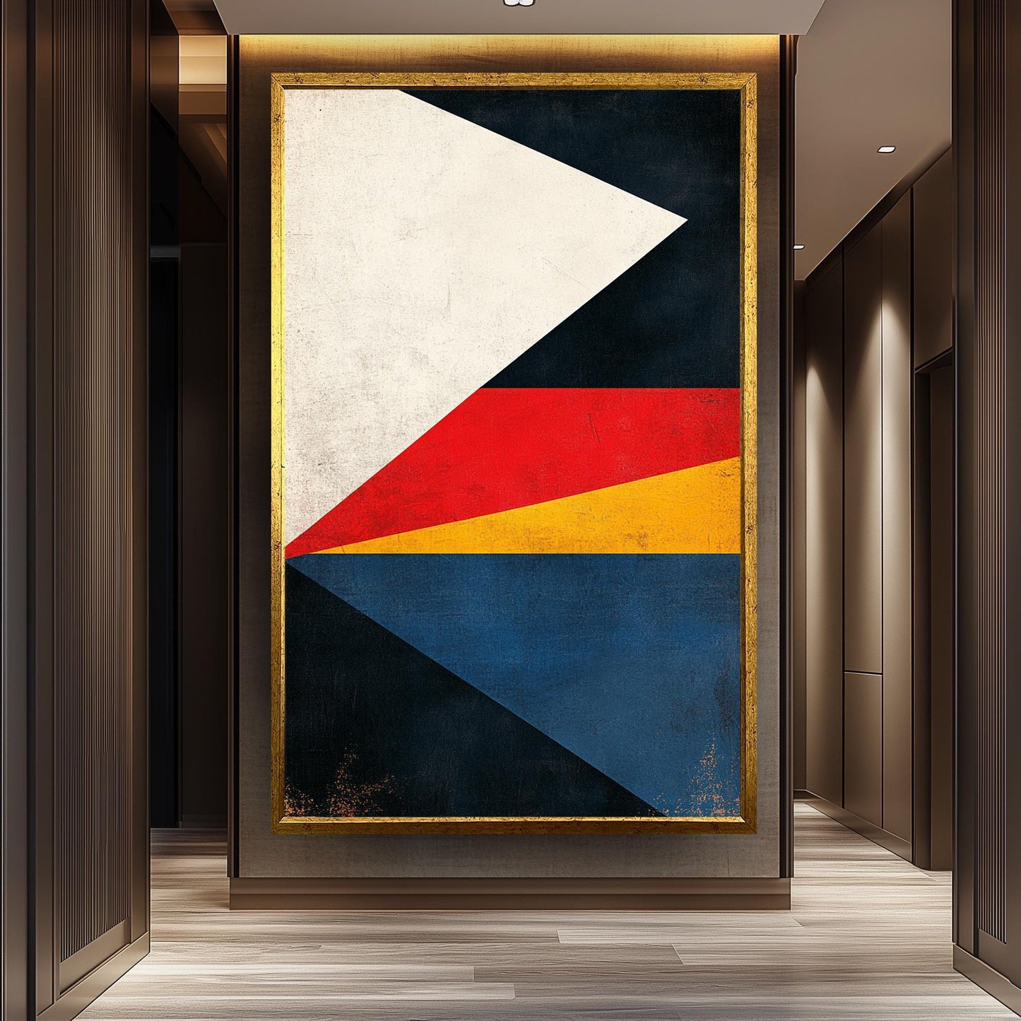 Geometric Abstract Canvas Print: Retro Color Block Wall Art
