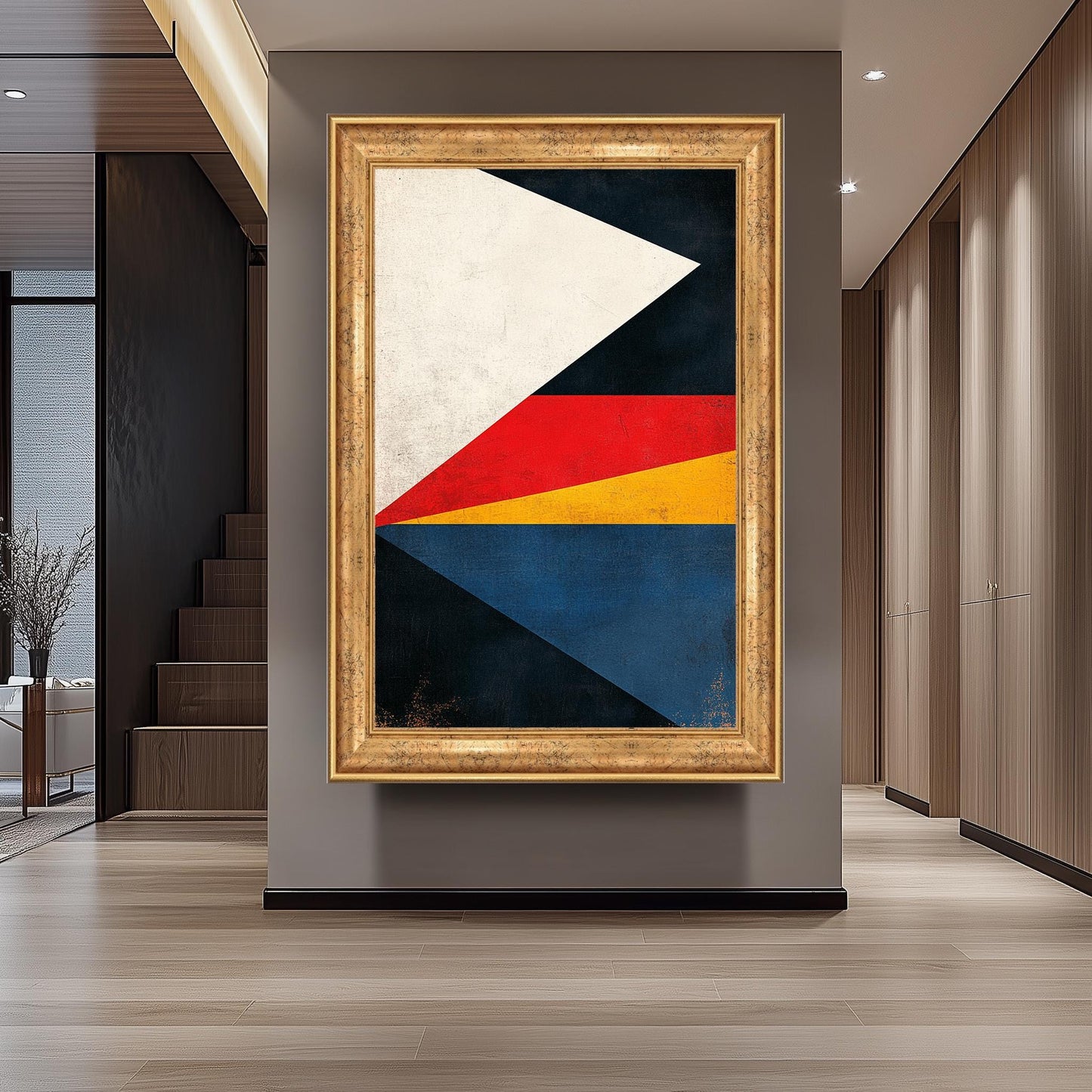 Geometric Abstract Canvas Print: Retro Color Block Wall Art