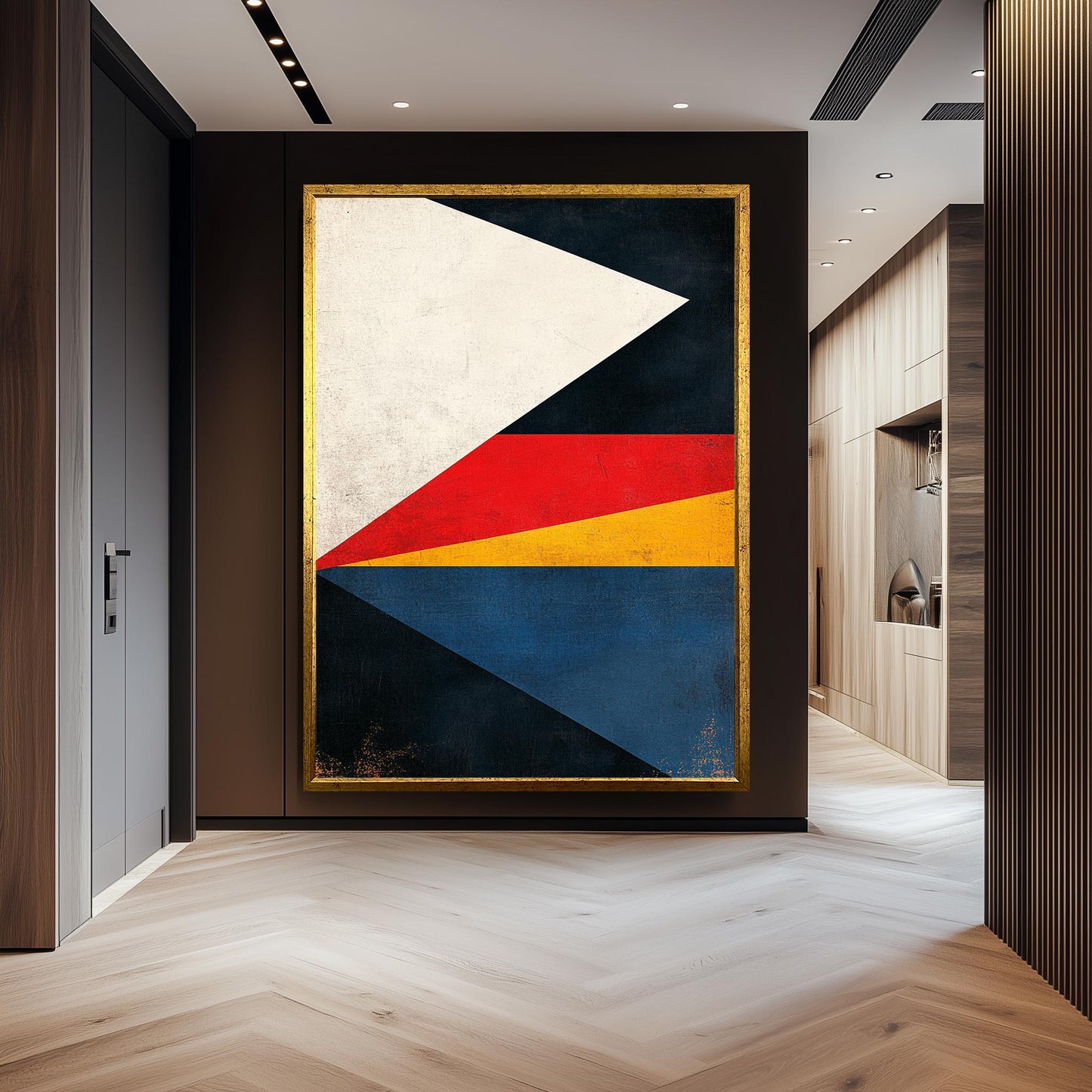 Geometric Abstract Canvas Print: Retro Color Block Wall Art