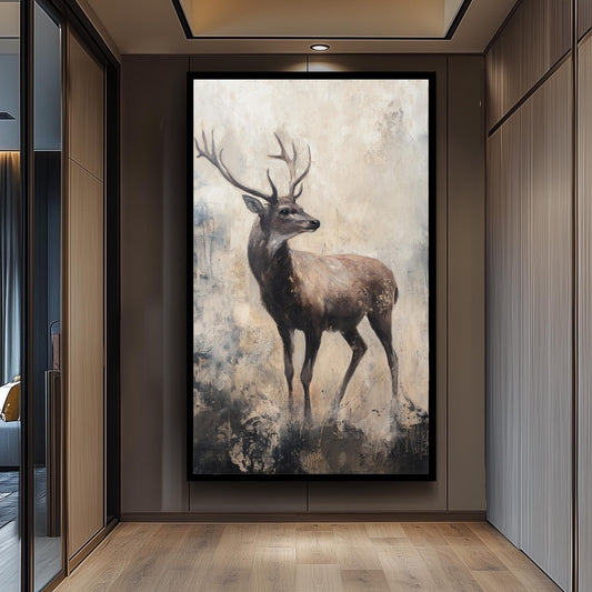 Vintage Stag Canvas Print: Rustic Deer Wall Art for Cabin Decor