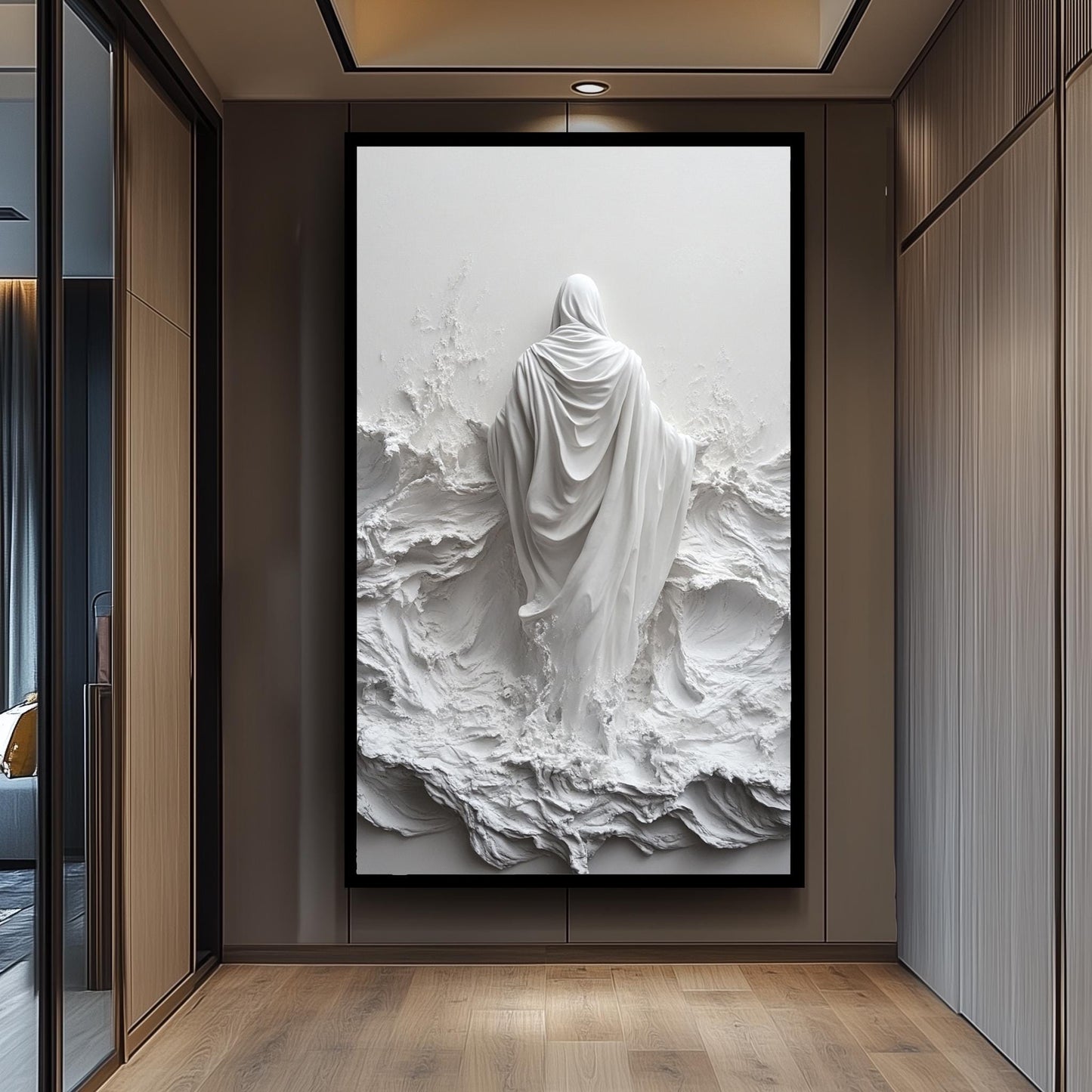 Jesus Walking on Water Sculpture: 3D Christian Wall Art