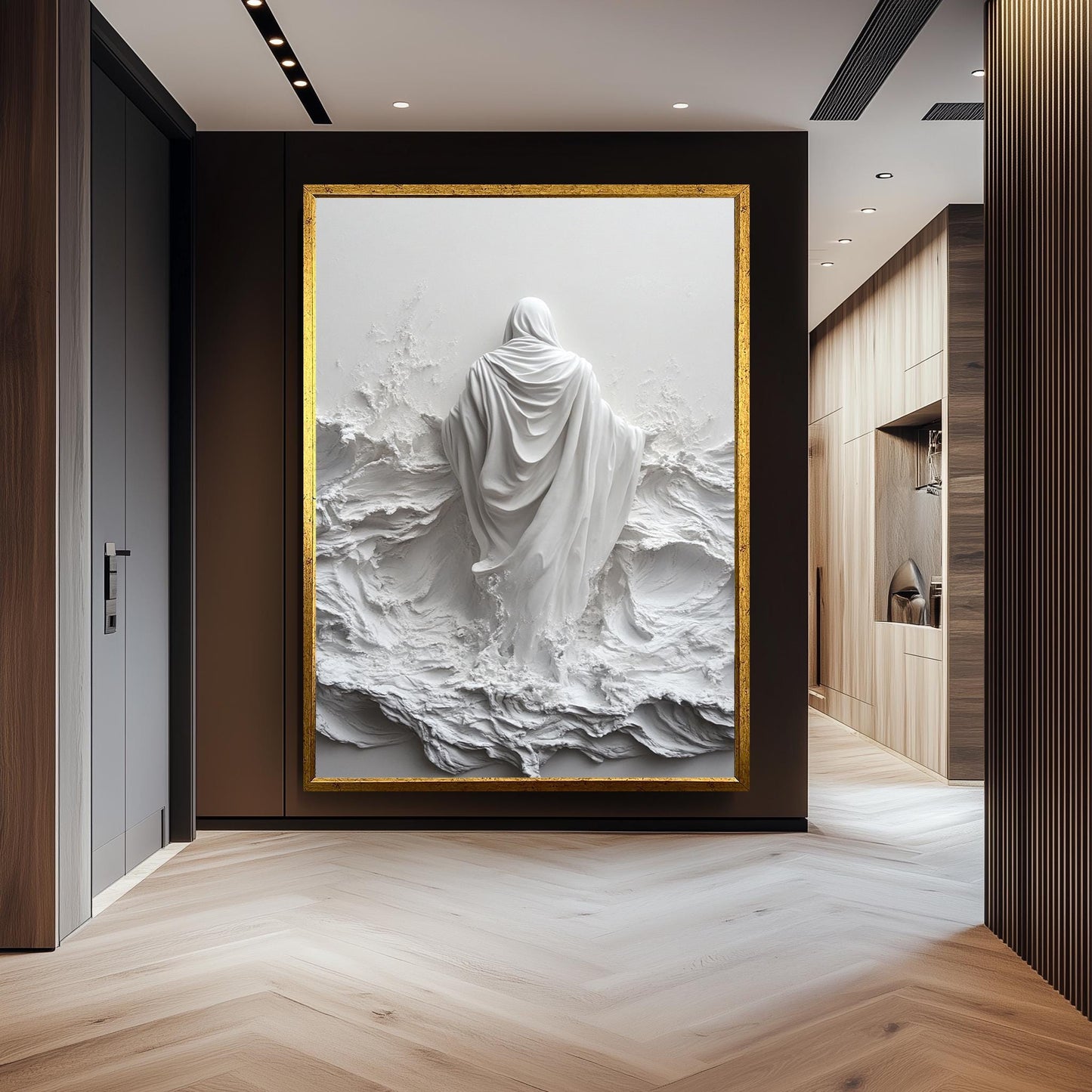 Jesus Walking on Water Sculpture: 3D Christian Wall Art