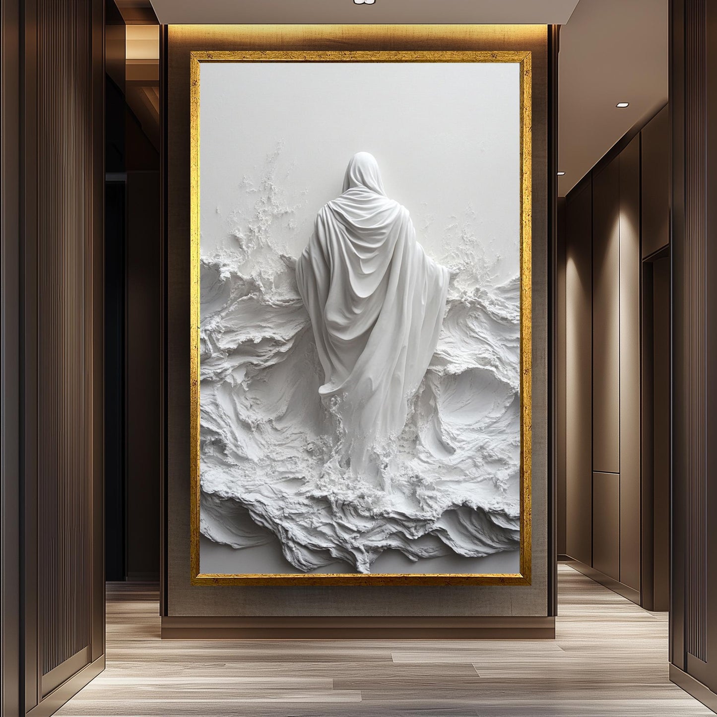 Jesus Walking on Water Sculpture: 3D Christian Wall Art