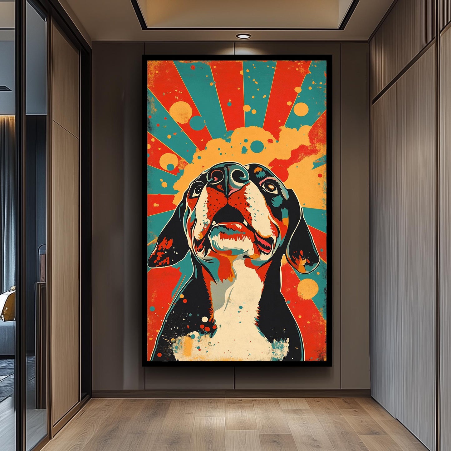 Retro Pop Art Beagle Canvas Print: Vibrant Dog Wall Decor