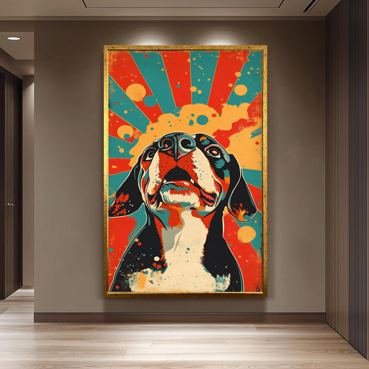 Retro Pop Art Beagle Canvas Print: Vibrant Dog Wall Decor
