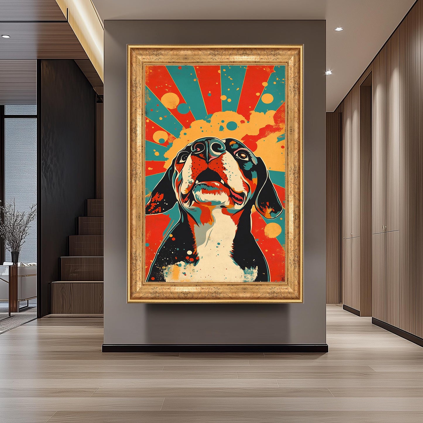 Retro Pop Art Beagle Canvas Print: Vibrant Dog Wall Decor