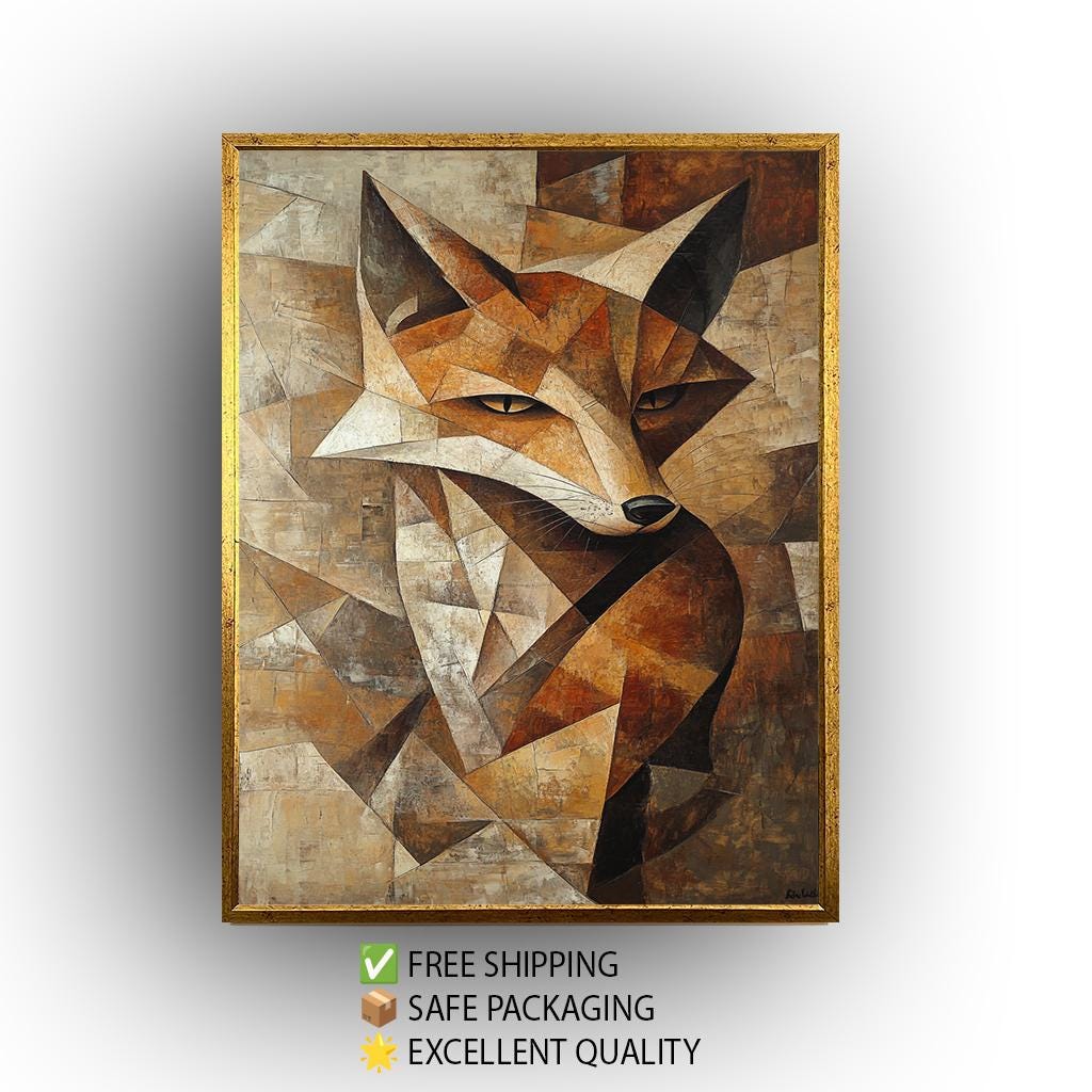 Cubist Fox Canvas Print: Picasso Style Geometric Animal Wall Art