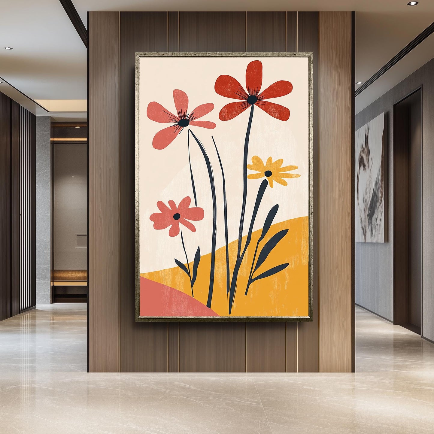 Matisse Inspired Floral Print: Retro Abstract Flower Wall Art
