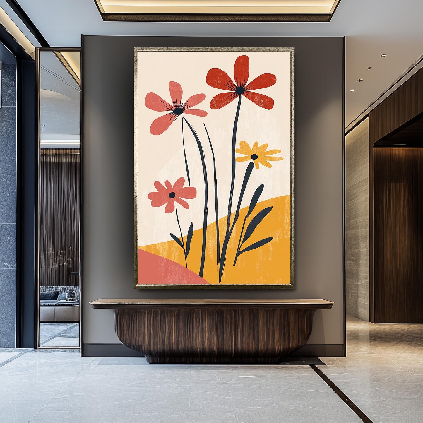 Matisse Inspired Floral Print: Retro Abstract Flower Wall Art